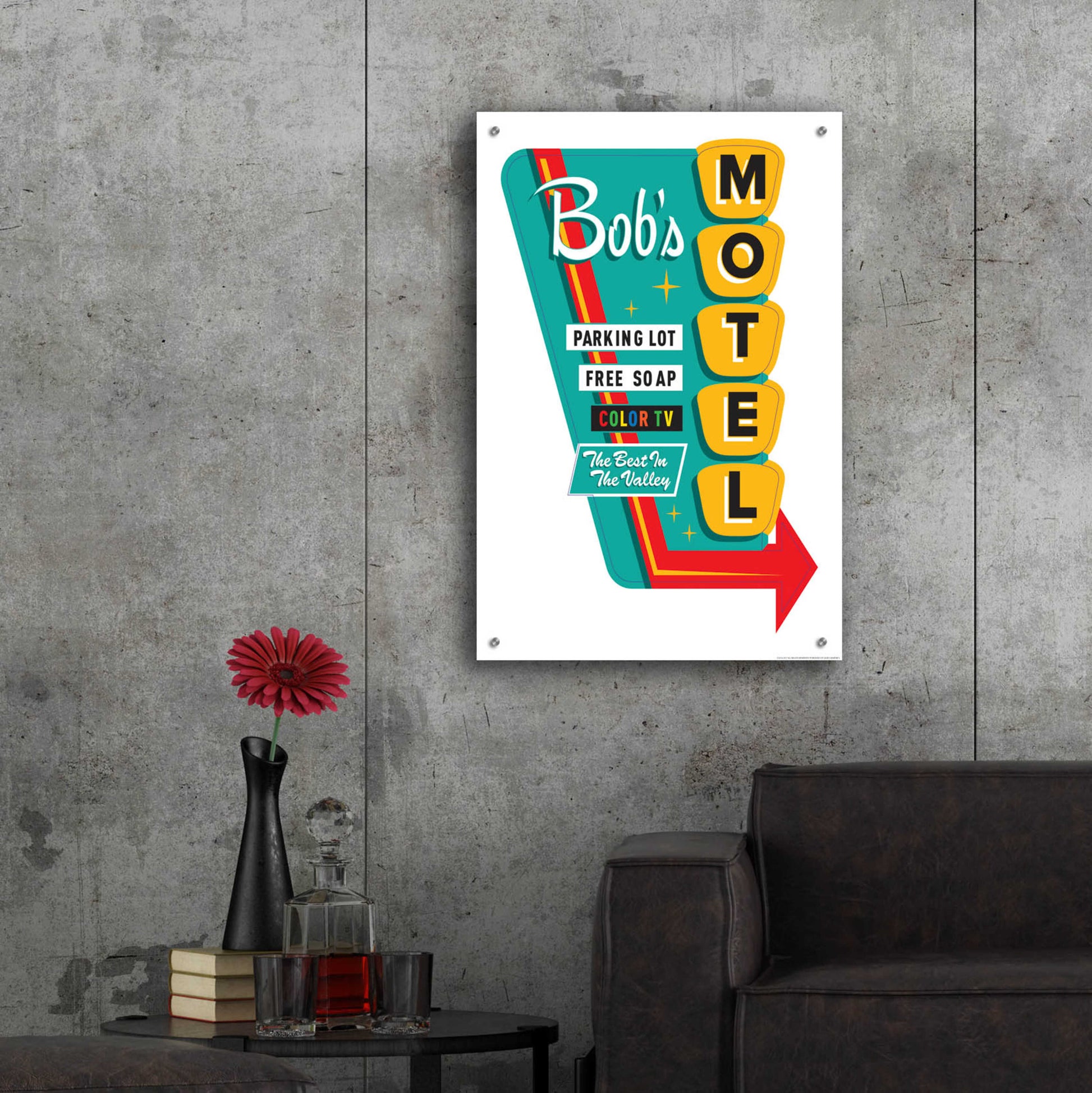 Epic Art 'Bob's Motel In White' by JJ Brando, Acrylic Glass Wall Art,24x36