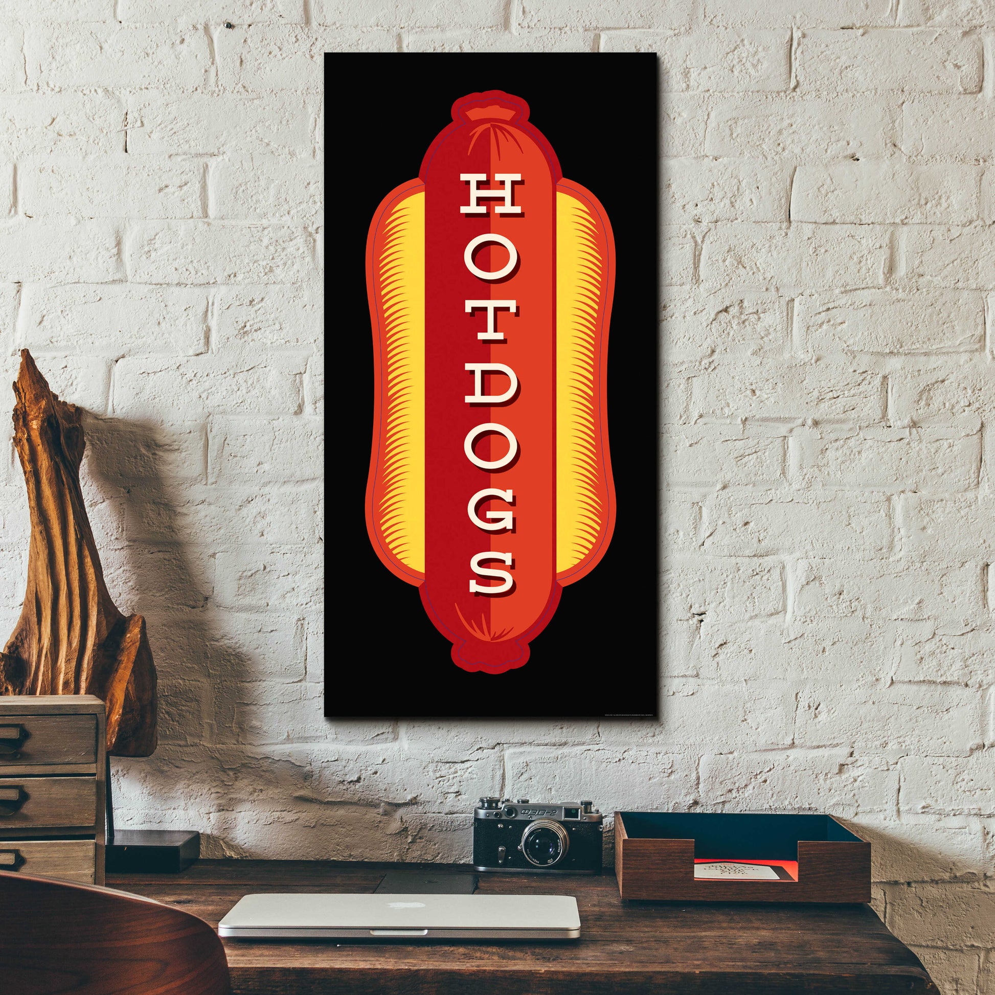 Epic Art 'Hotdogs In Black' by JJ Brando, Acrylic Glass Wall Art,12x24