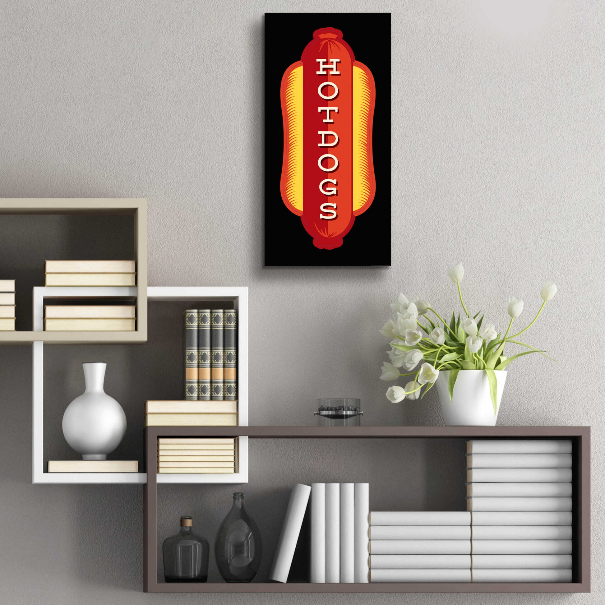 Epic Art 'Hotdogs In Black' by JJ Brando, Acrylic Glass Wall Art,12x24