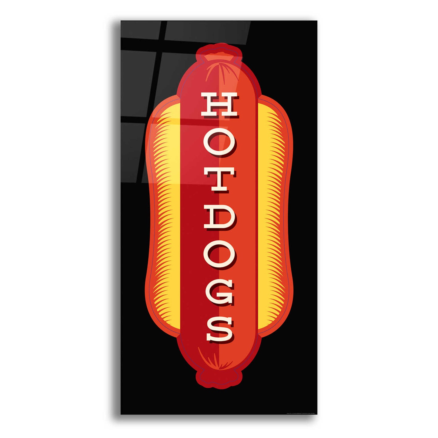 Epic Art 'Hotdogs In Black' by JJ Brando, Acrylic Glass Wall Art,12x24