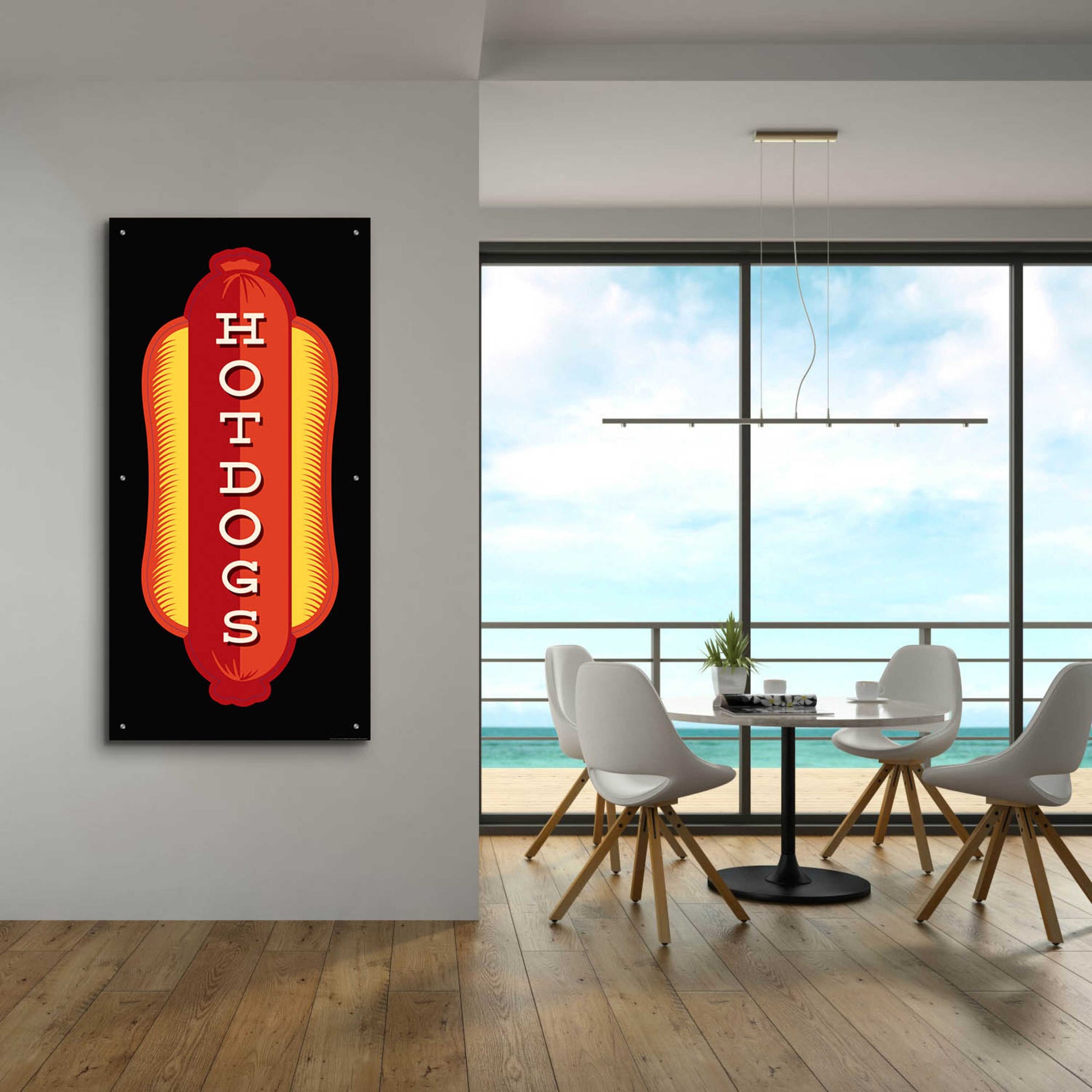 Epic Art 'Hotdogs In Black' by JJ Brando, Acrylic Glass Wall Art,24x48