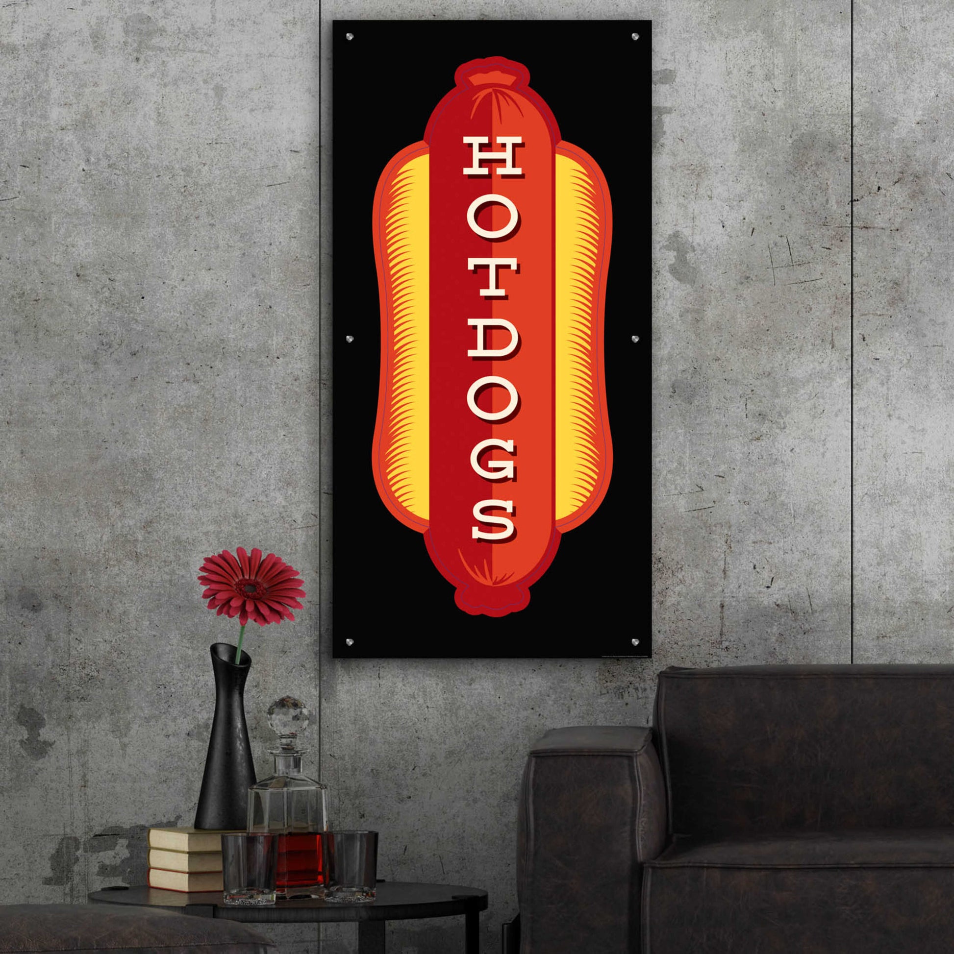 Epic Art 'Hotdogs In Black' by JJ Brando, Acrylic Glass Wall Art,24x48