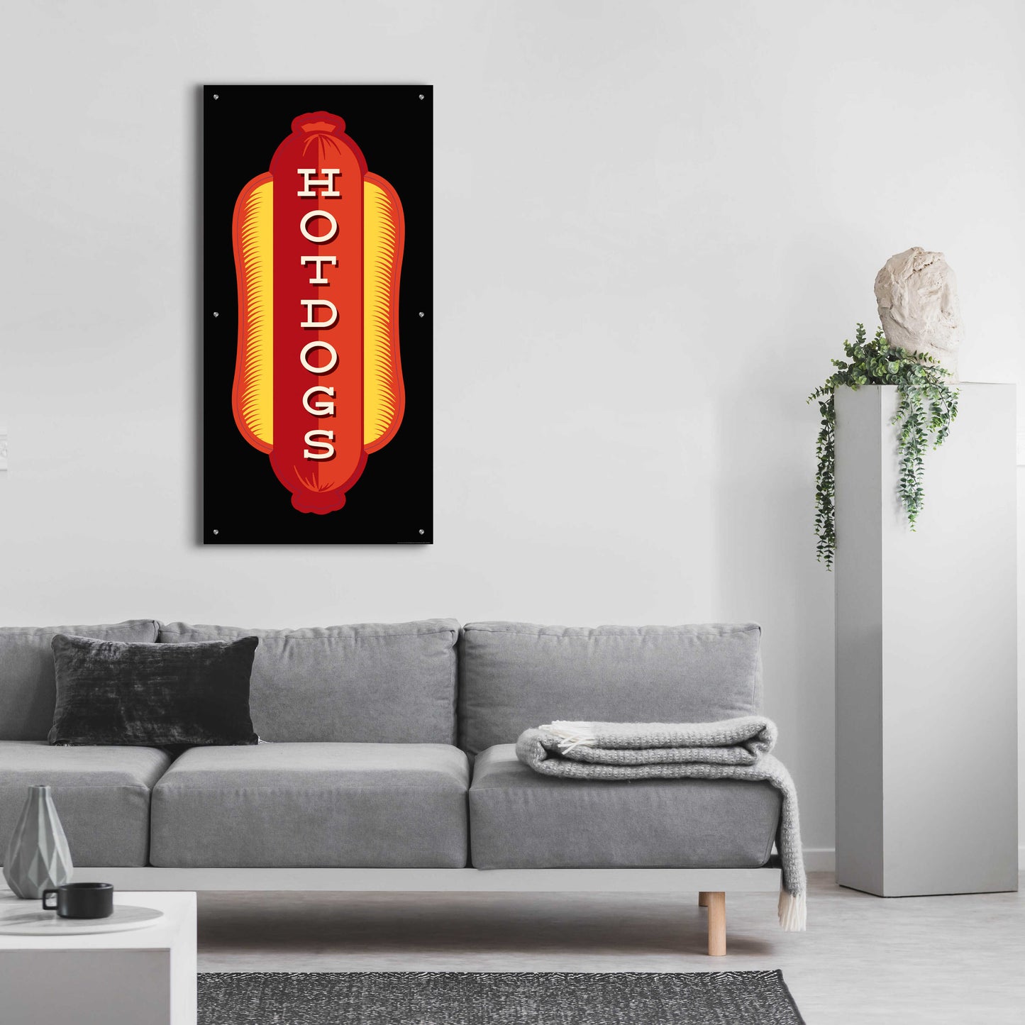 Epic Art 'Hotdogs In Black' by JJ Brando, Acrylic Glass Wall Art,24x48