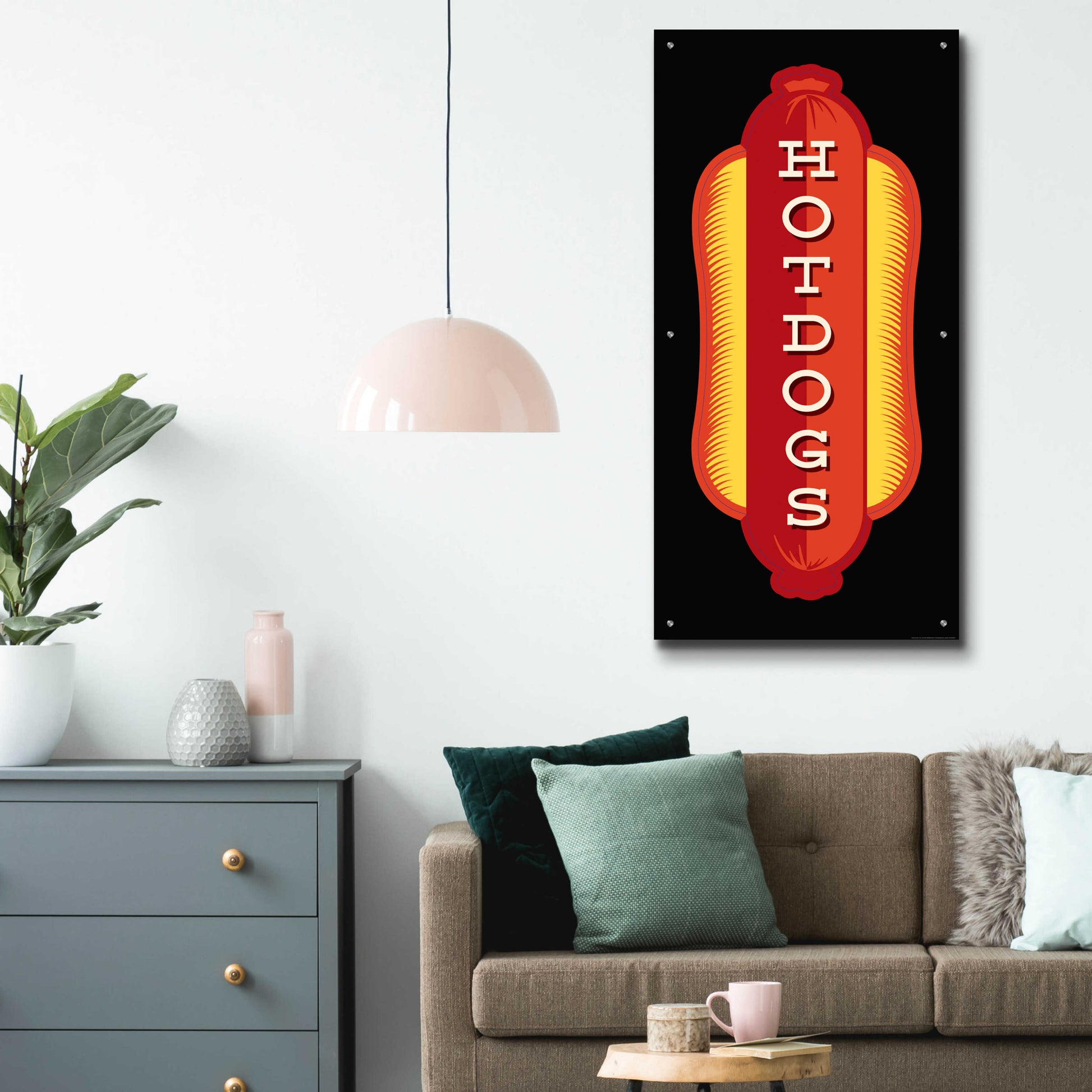 Epic Art 'Hotdogs In Black' by JJ Brando, Acrylic Glass Wall Art,24x48