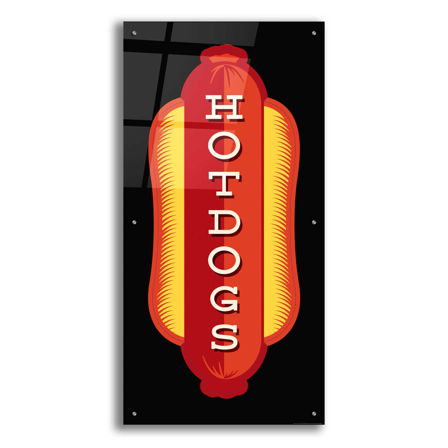 Epic Art 'Hotdogs In Black' by JJ Brando, Acrylic Glass Wall Art,24x48