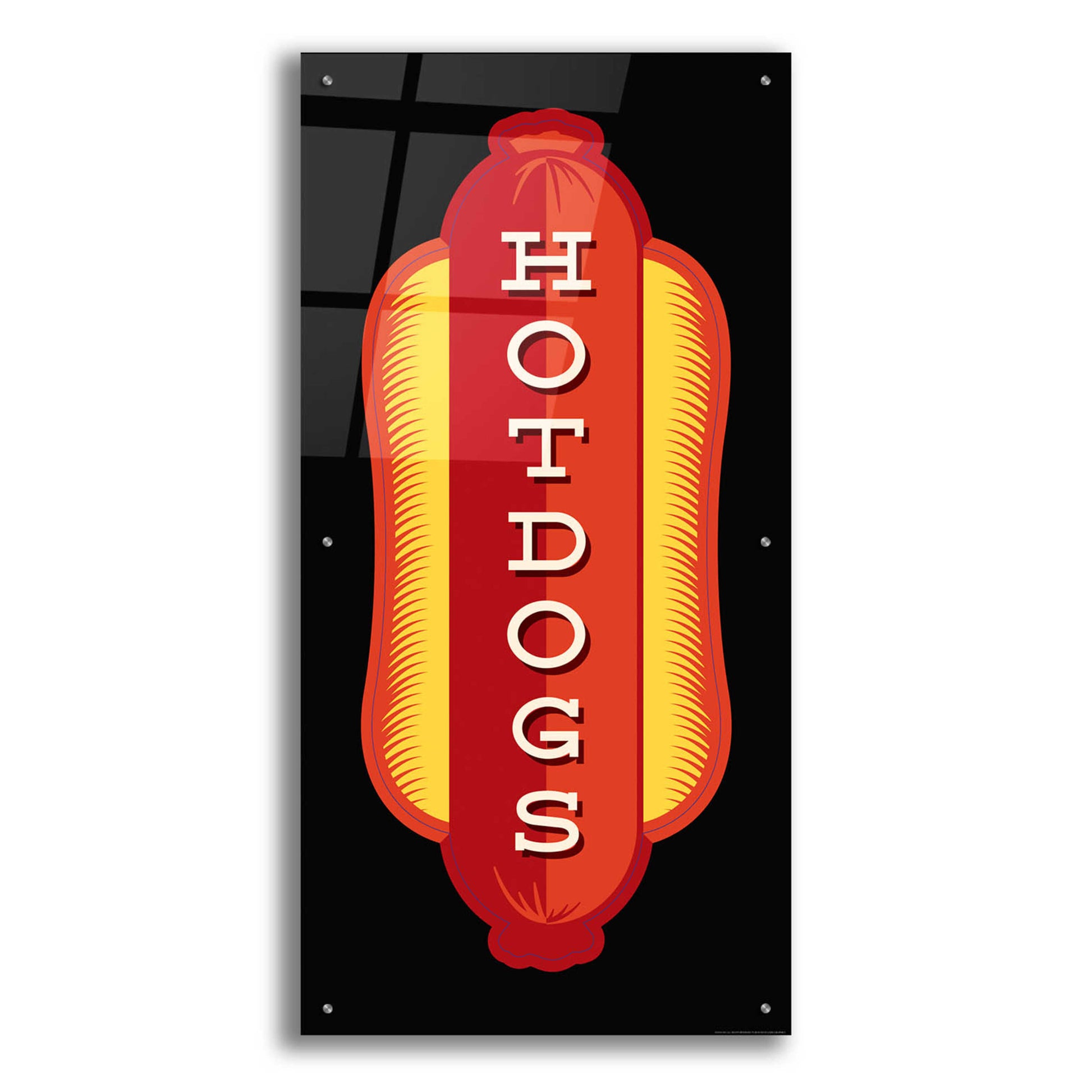 Epic Art 'Hotdogs In Black' by JJ Brando, Acrylic Glass Wall Art,24x48