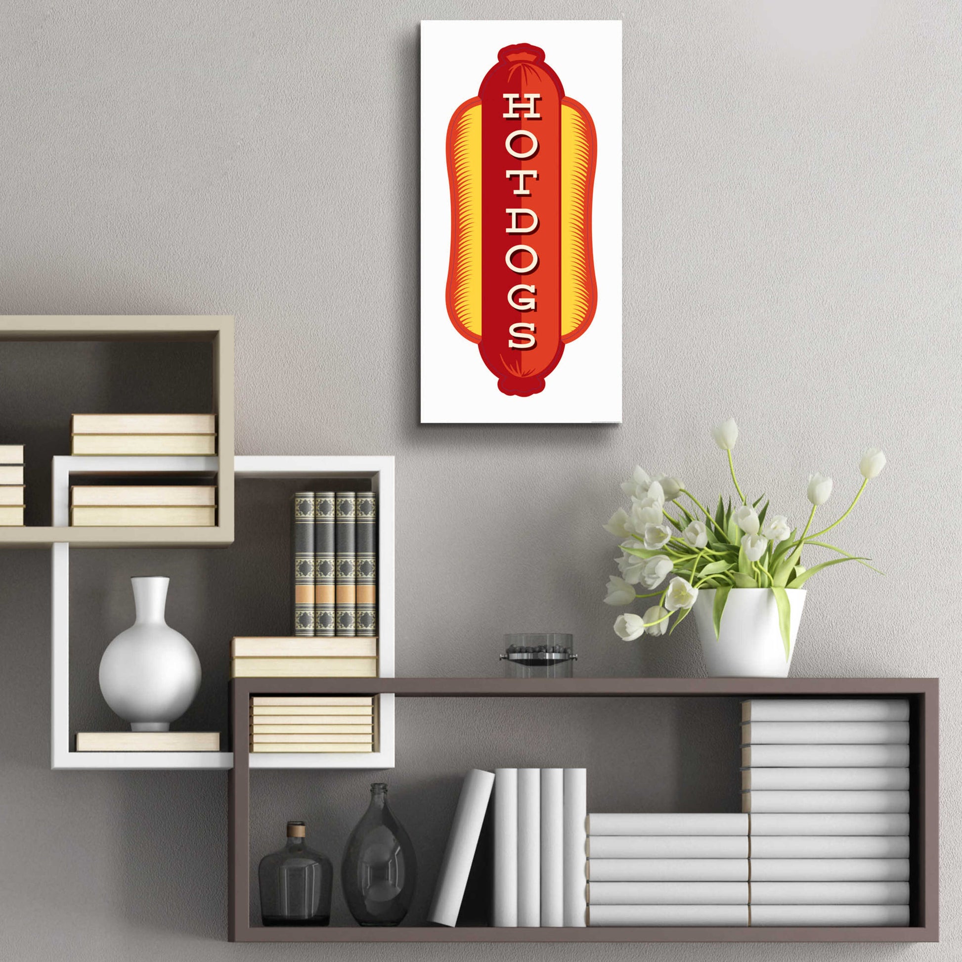 Epic Art 'Hotdogs In White 2' by JJ Brando, Acrylic Glass Wall Art,12x24