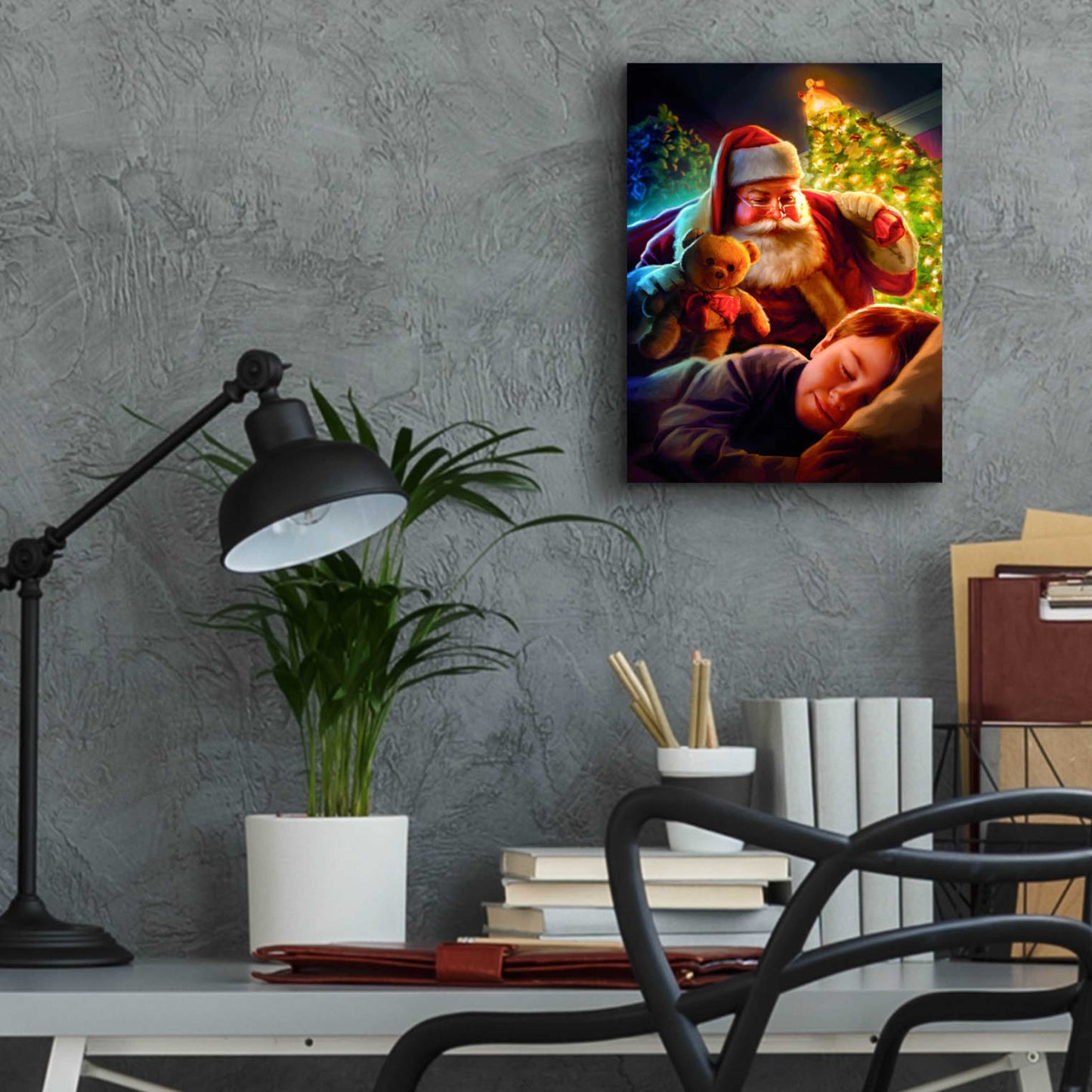 Epic Art 'Santa Teddy Bear' by JJ Brando, Acrylic Glass Wall Art,12x16