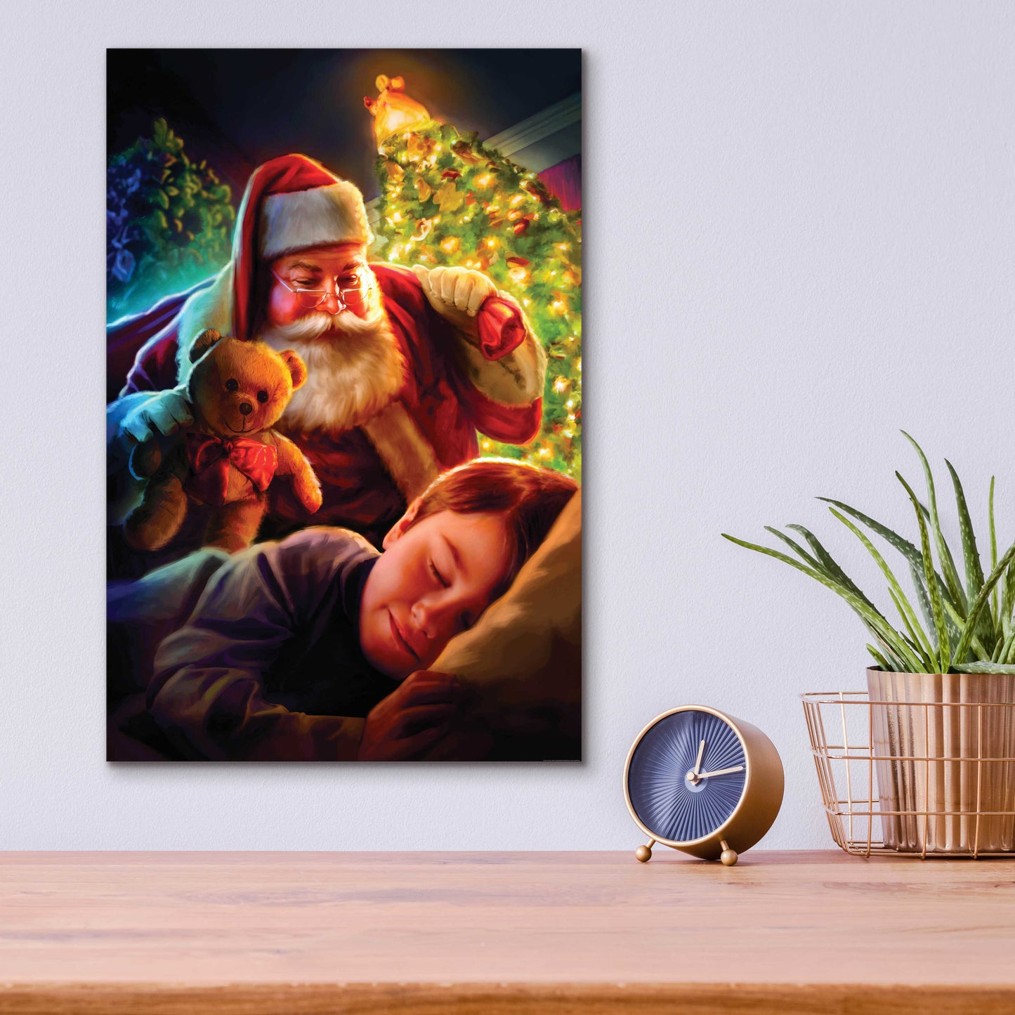 Epic Art 'Santa Teddy Bear' by JJ Brando, Acrylic Glass Wall Art,12x16