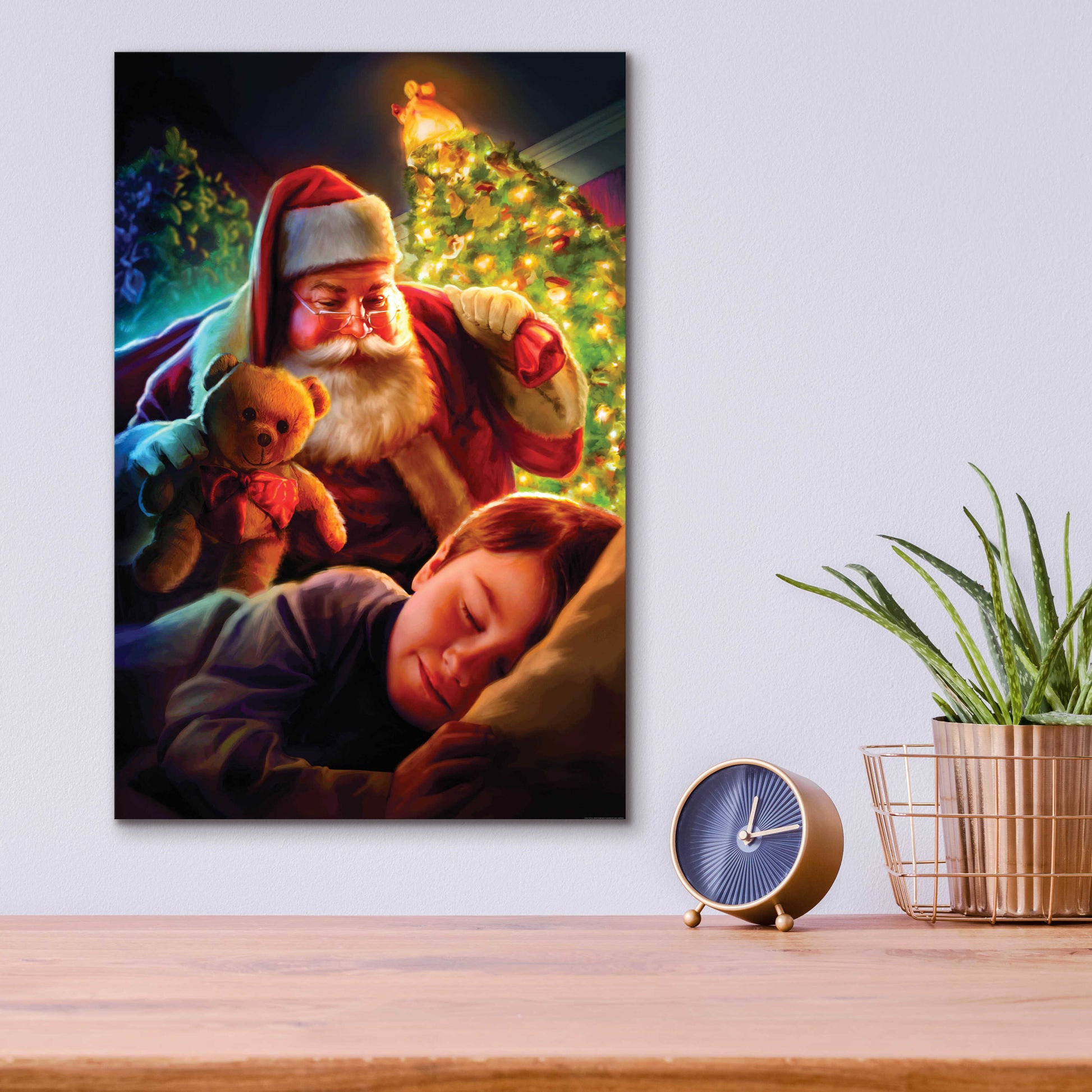 Epic Art 'Santa Teddy Bear' by JJ Brando, Acrylic Glass Wall Art,12x16