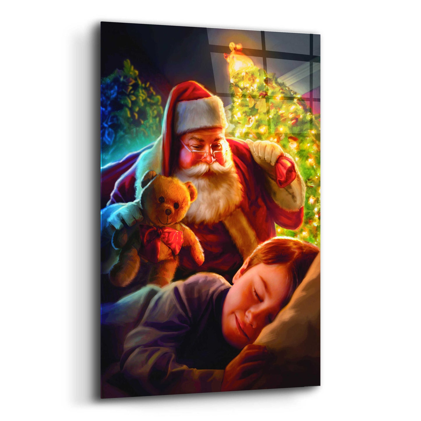 Epic Art 'Santa Teddy Bear' by JJ Brando, Acrylic Glass Wall Art,16x24