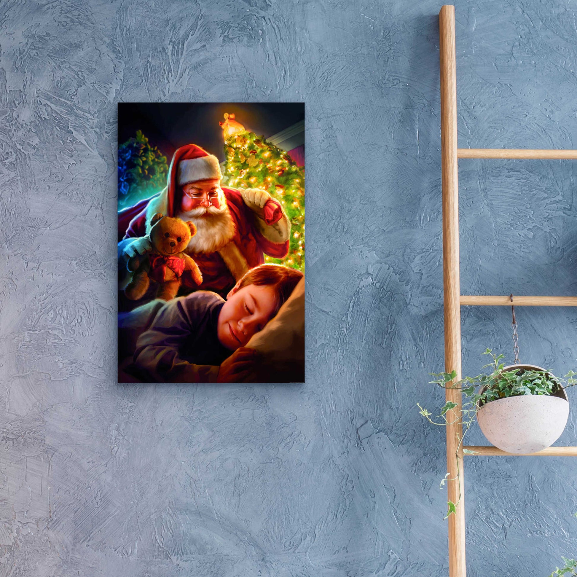 Epic Art 'Santa Teddy Bear' by JJ Brando, Acrylic Glass Wall Art,16x24