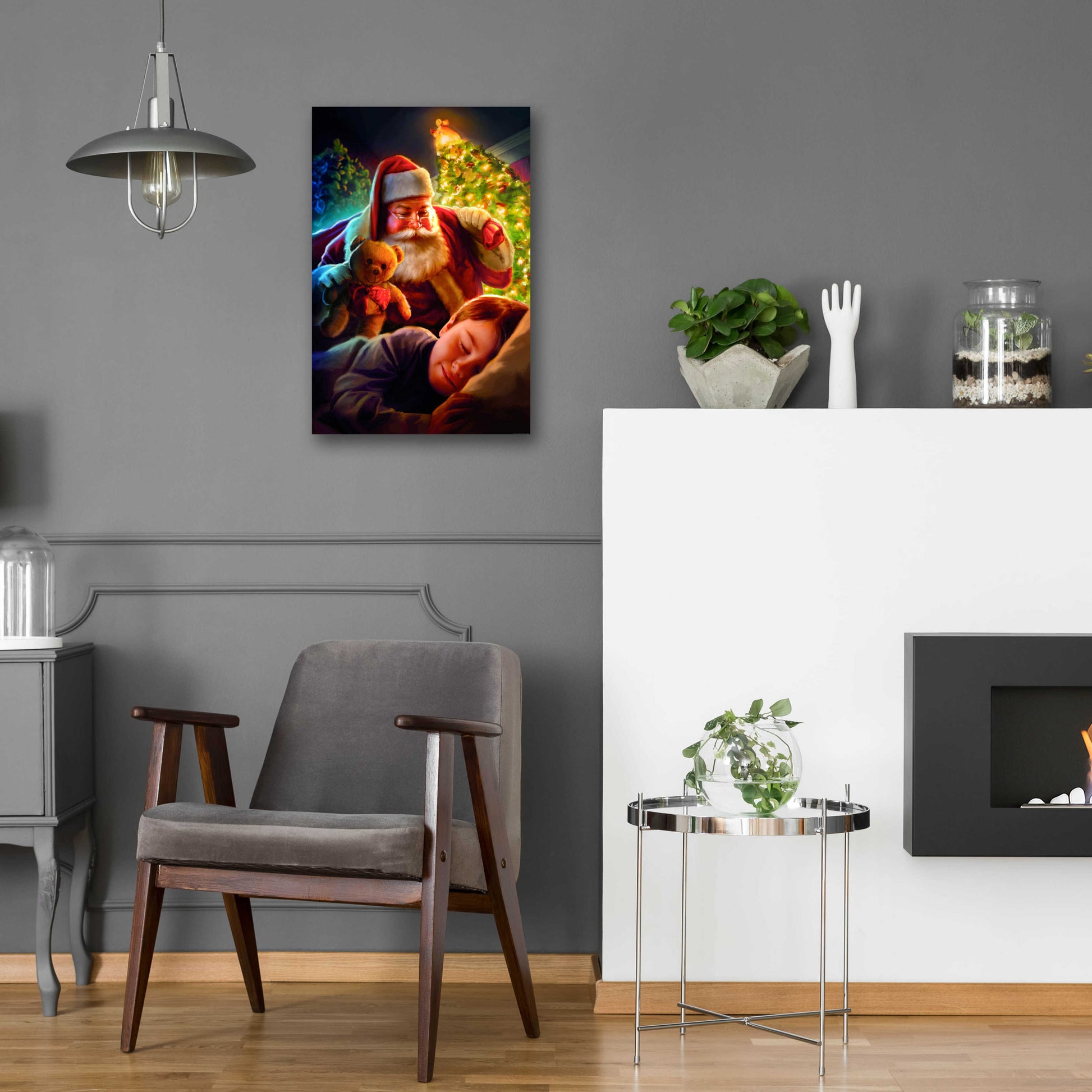 Epic Art 'Santa Teddy Bear' by JJ Brando, Acrylic Glass Wall Art,16x24