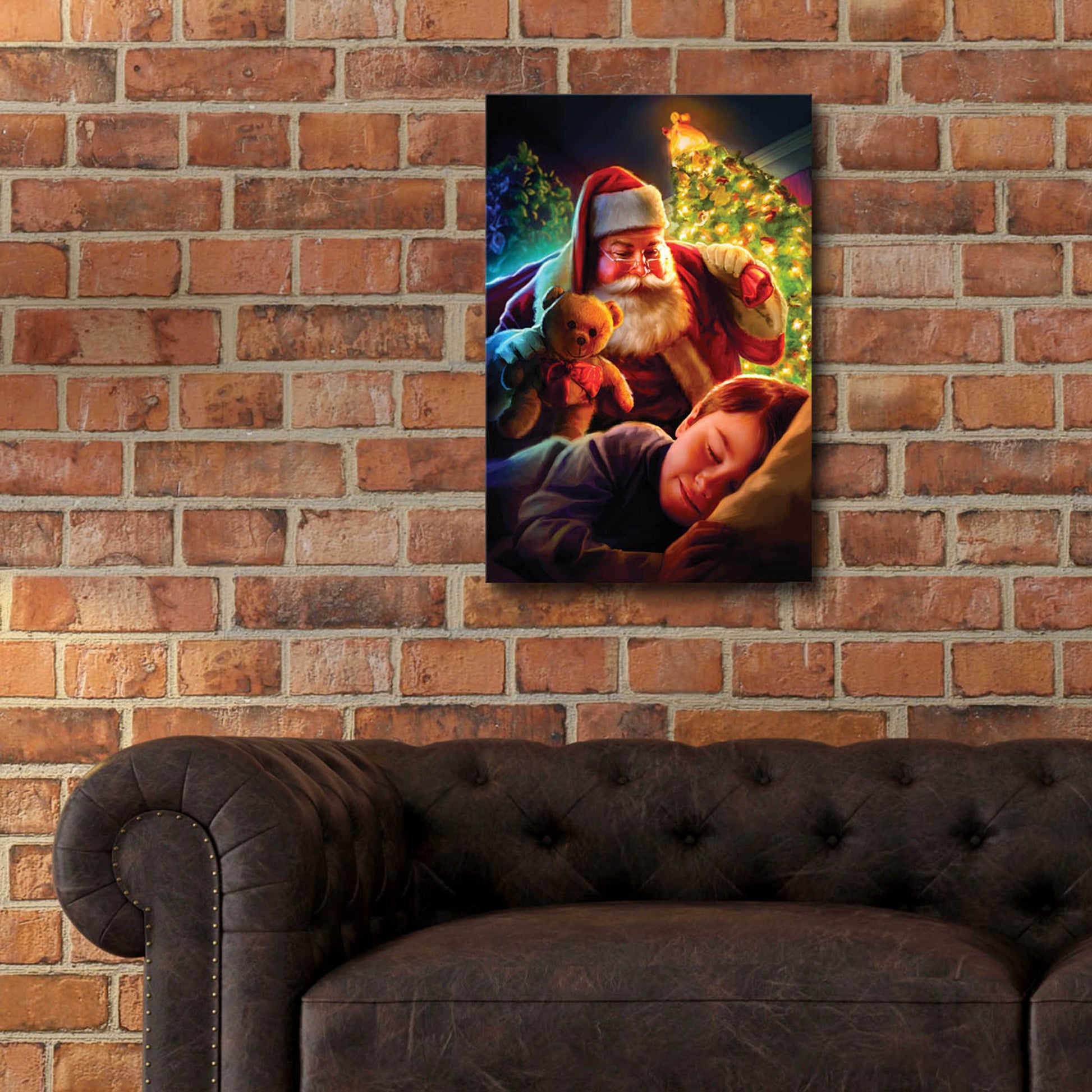 Epic Art 'Santa Teddy Bear' by JJ Brando, Acrylic Glass Wall Art,16x24