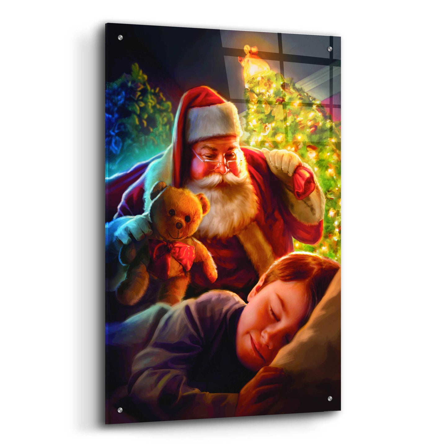 Epic Art 'Santa Teddy Bear' by JJ Brando, Acrylic Glass Wall Art,24x36
