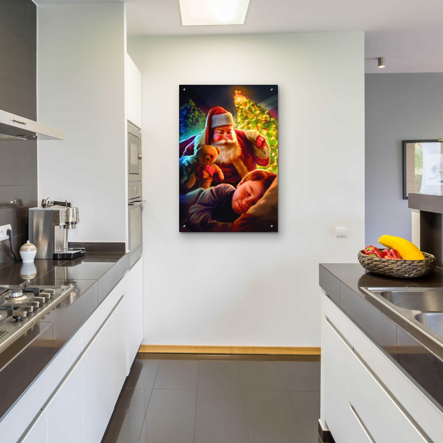 Epic Art 'Santa Teddy Bear' by JJ Brando, Acrylic Glass Wall Art,24x36