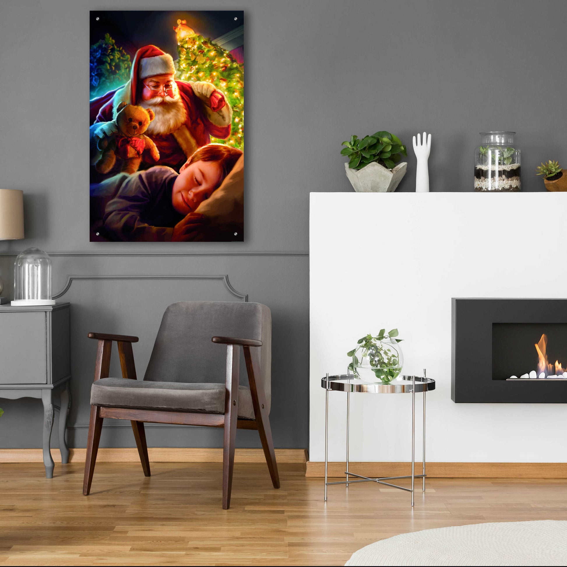 Epic Art 'Santa Teddy Bear' by JJ Brando, Acrylic Glass Wall Art,24x36