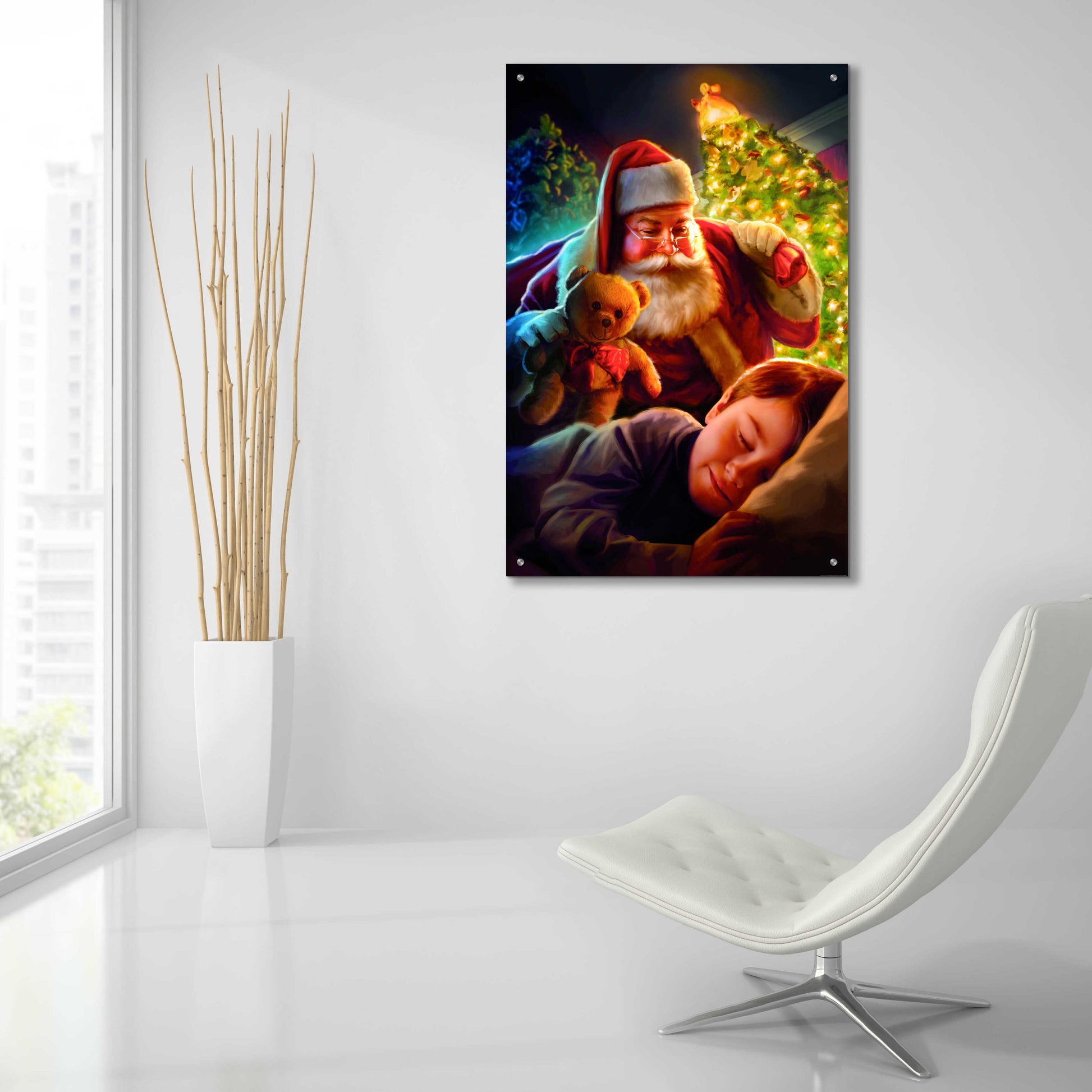 Epic Art 'Santa Teddy Bear' by JJ Brando, Acrylic Glass Wall Art,24x36