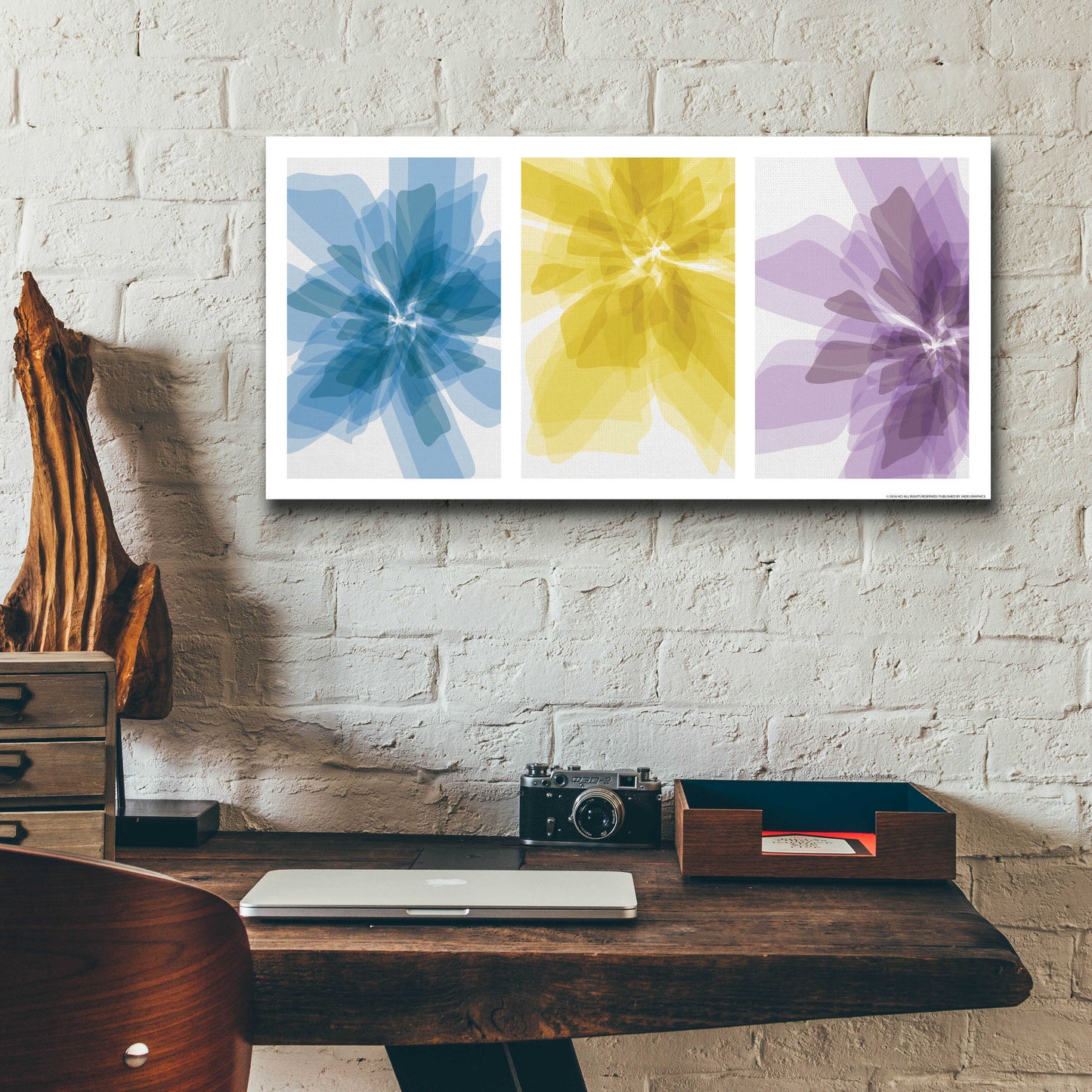 Epic Art 'Three Xray Flowers' by JJ Brando, Acrylic Glass Wall Art,24x12