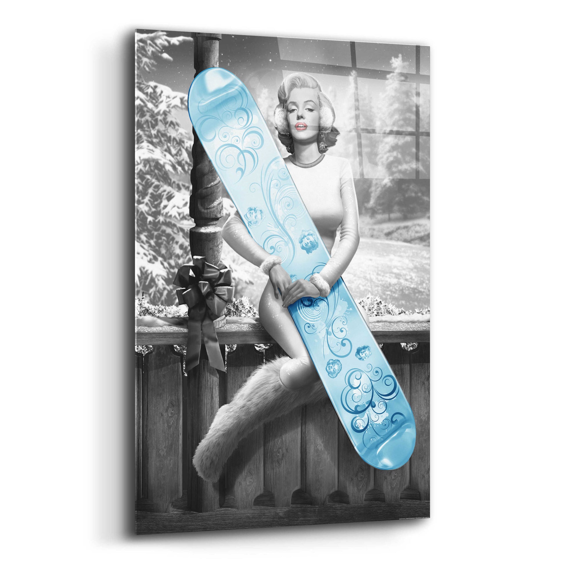 Epic Art 'Marilyn Snowboard' by JJ Brando, Acrylic Glass Wall Art,12x16