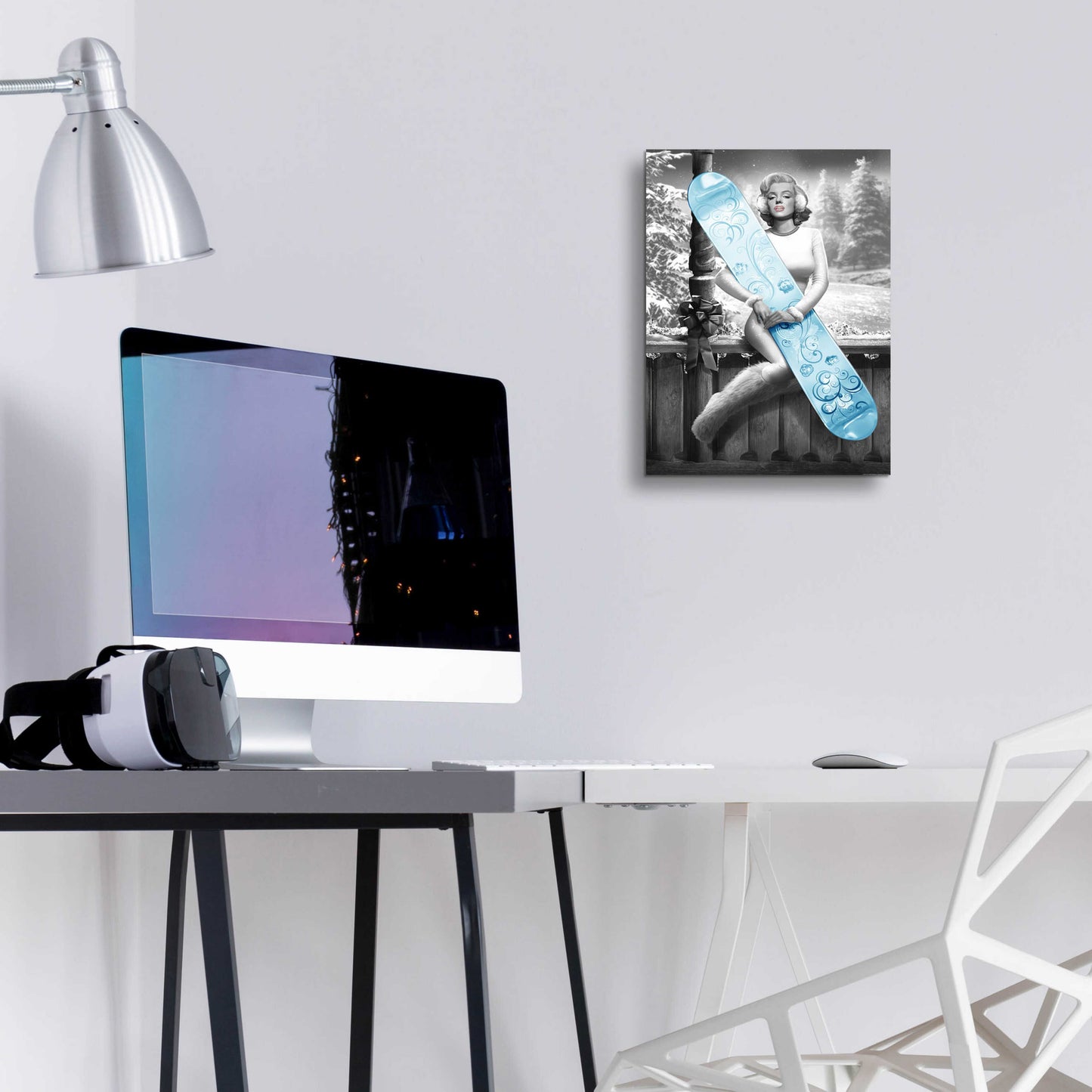 Epic Art 'Marilyn Snowboard' by JJ Brando, Acrylic Glass Wall Art,12x16