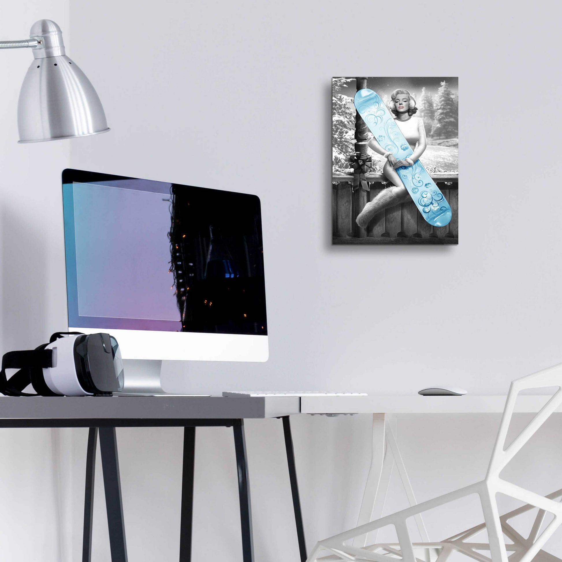 Epic Art 'Marilyn Snowboard' by JJ Brando, Acrylic Glass Wall Art,12x16