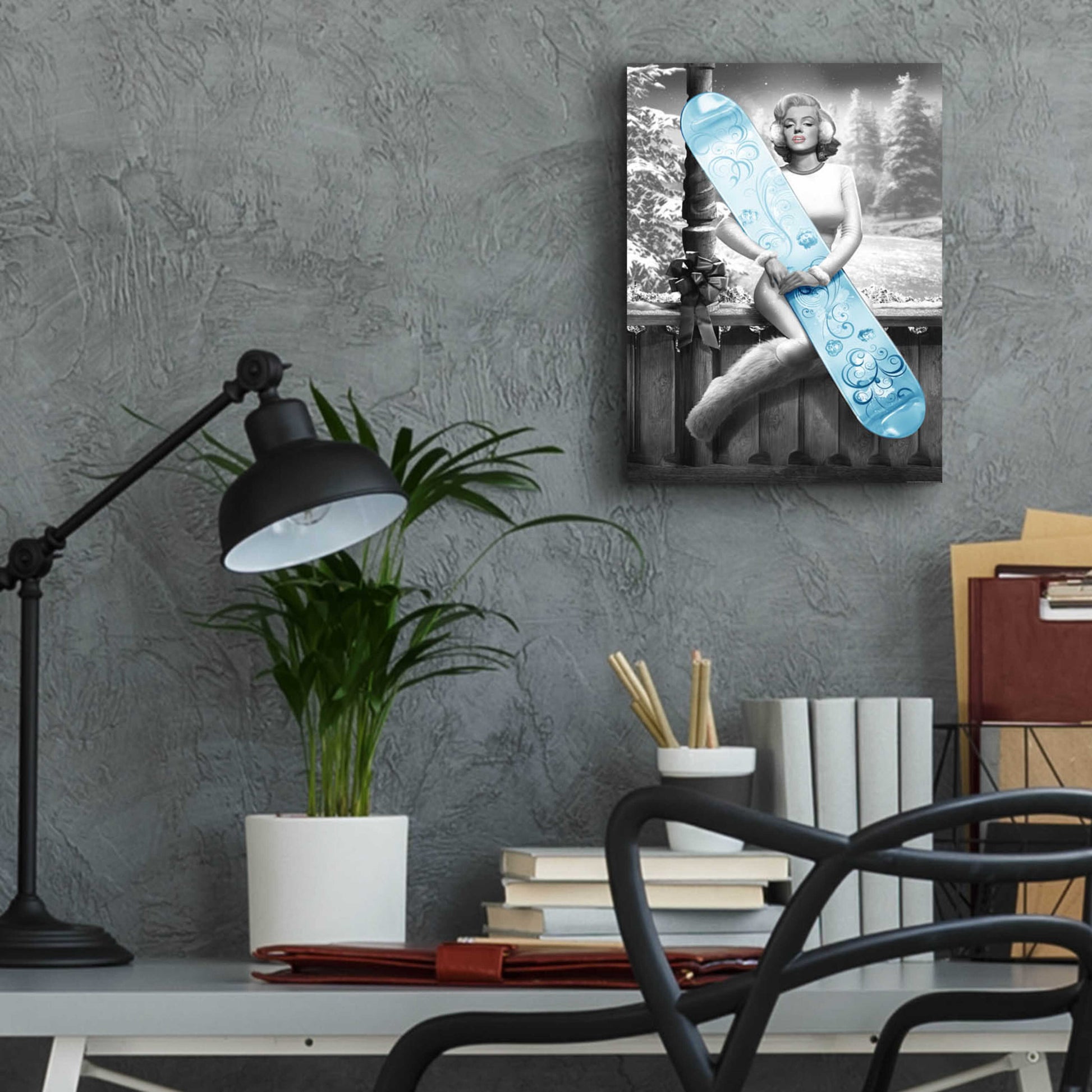 Epic Art 'Marilyn Snowboard' by JJ Brando, Acrylic Glass Wall Art,12x16