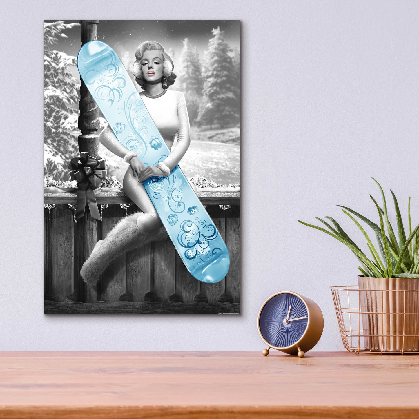 Epic Art 'Marilyn Snowboard' by JJ Brando, Acrylic Glass Wall Art,12x16