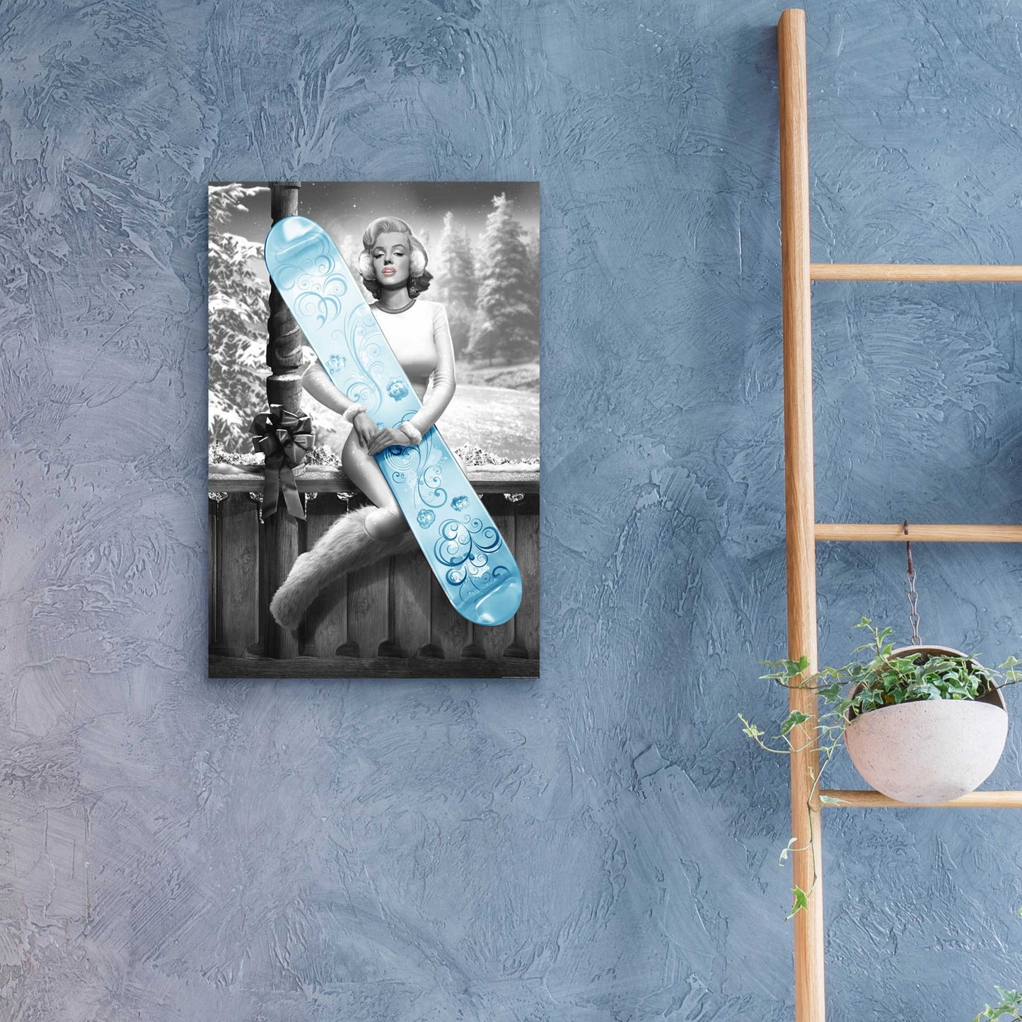Epic Art 'Marilyn Snowboard' by JJ Brando, Acrylic Glass Wall Art,16x24