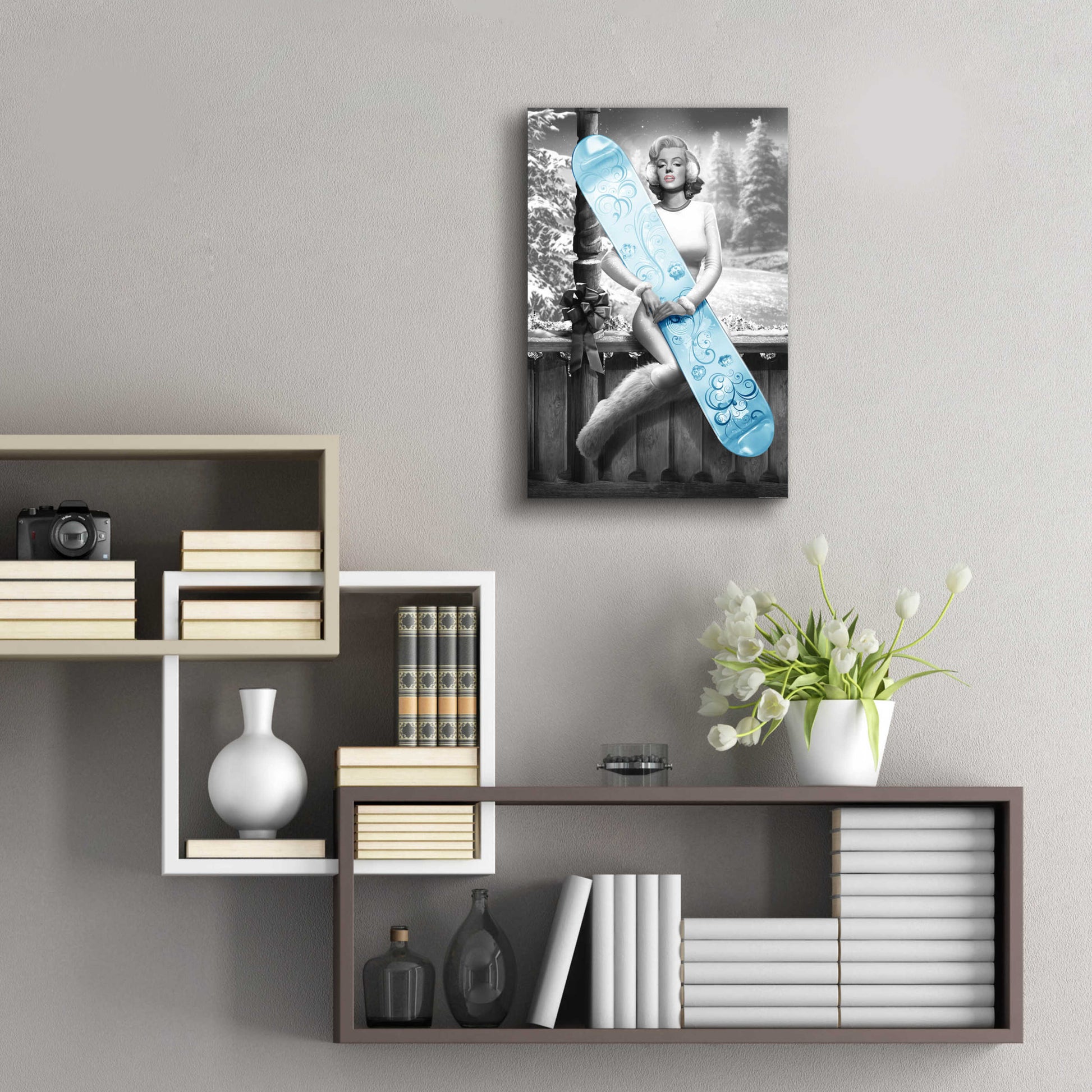 Epic Art 'Marilyn Snowboard' by JJ Brando, Acrylic Glass Wall Art,16x24
