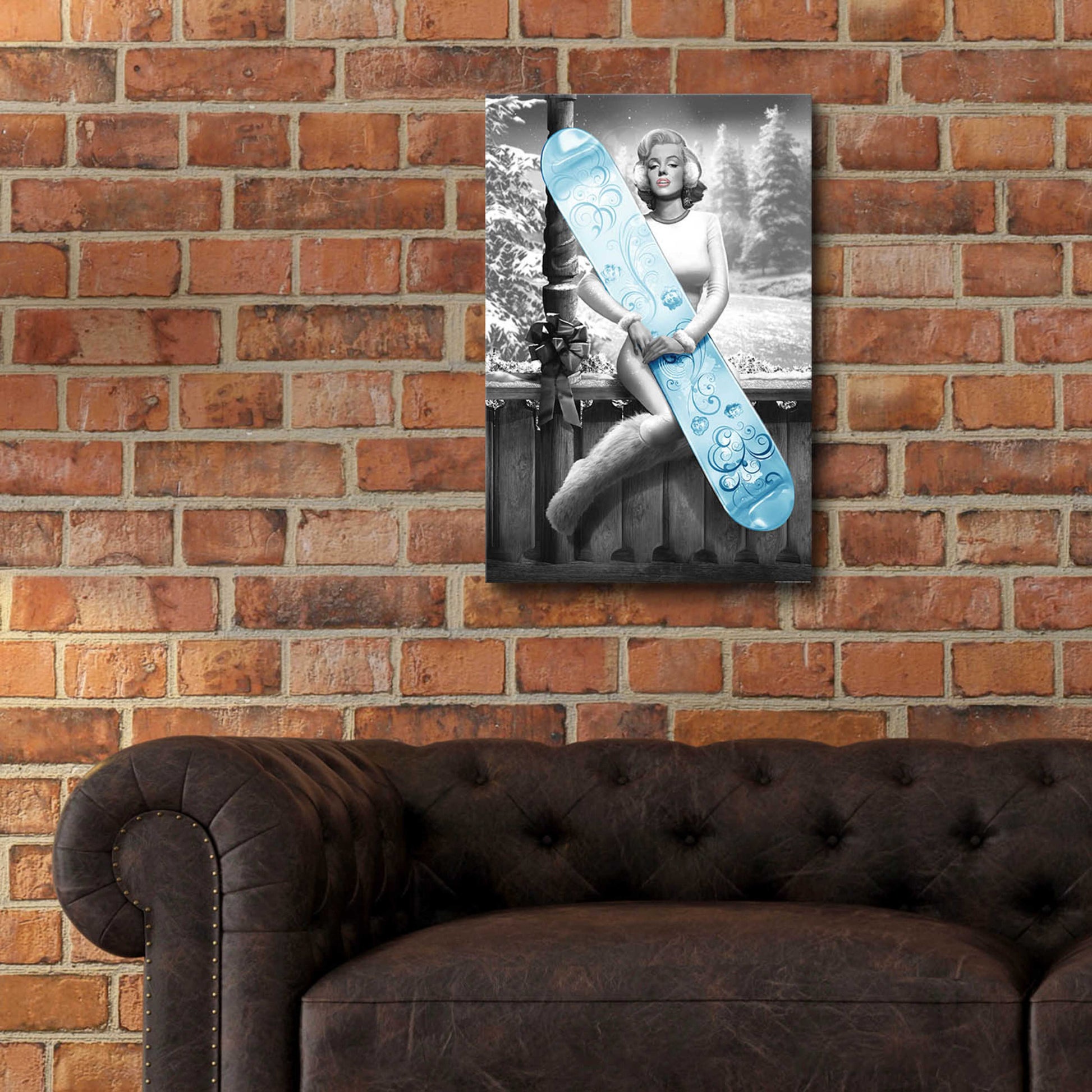 Epic Art 'Marilyn Snowboard' by JJ Brando, Acrylic Glass Wall Art,16x24