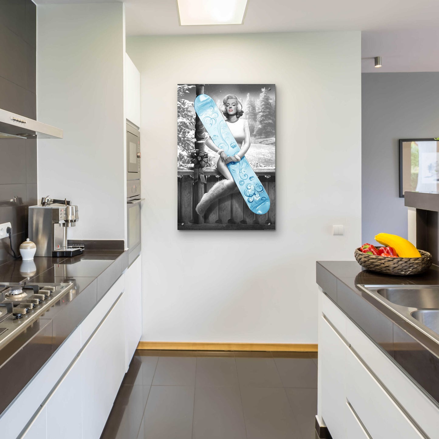 Epic Art 'Marilyn Snowboard' by JJ Brando, Acrylic Glass Wall Art,24x36