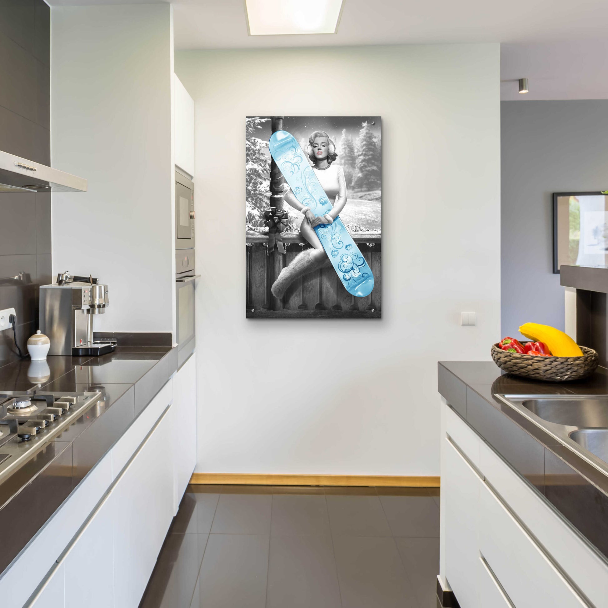 Epic Art 'Marilyn Snowboard' by JJ Brando, Acrylic Glass Wall Art,24x36