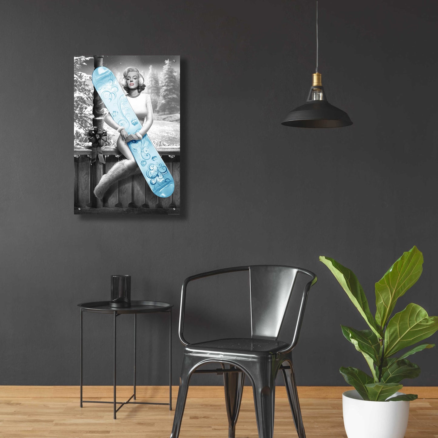 Epic Art 'Marilyn Snowboard' by JJ Brando, Acrylic Glass Wall Art,24x36