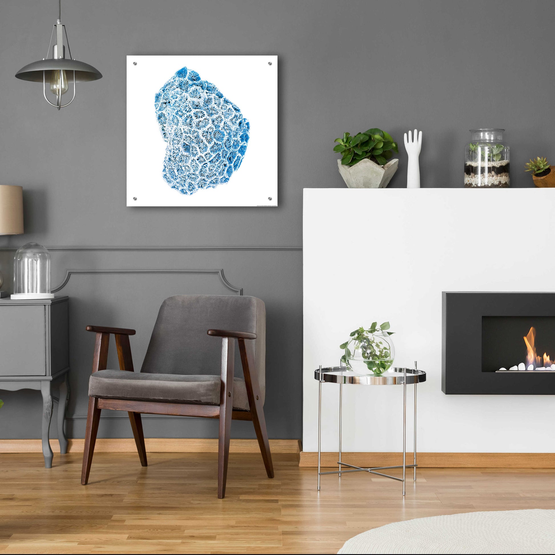 Epic Art 'Blue Coral' by JJ Brando, Acrylic Glass Wall Art,24x24