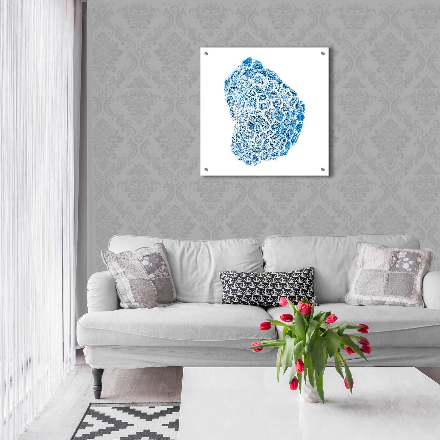 Epic Art 'Blue Coral' by JJ Brando, Acrylic Glass Wall Art,24x24