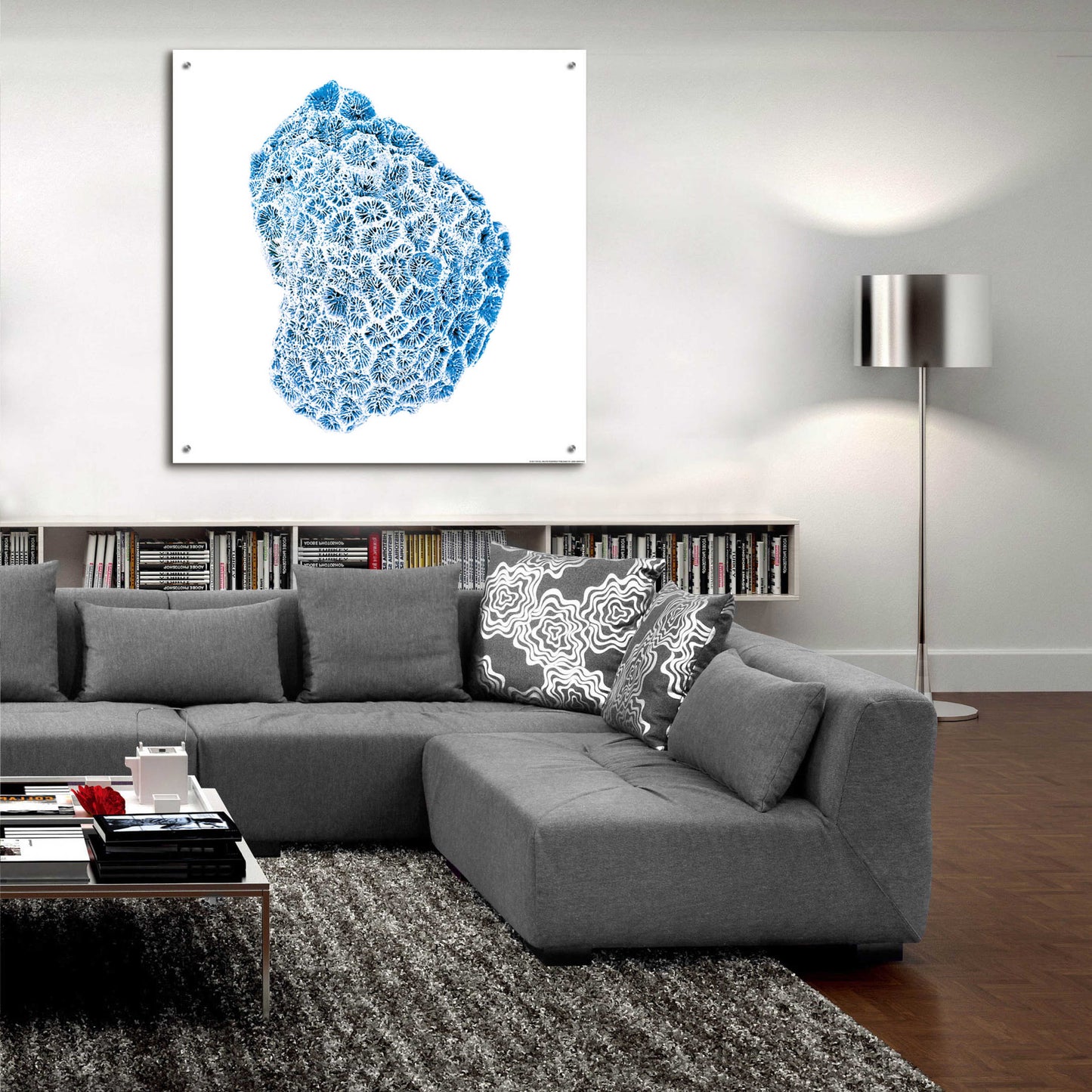Epic Art 'Blue Coral' by JJ Brando, Acrylic Glass Wall Art,36x36