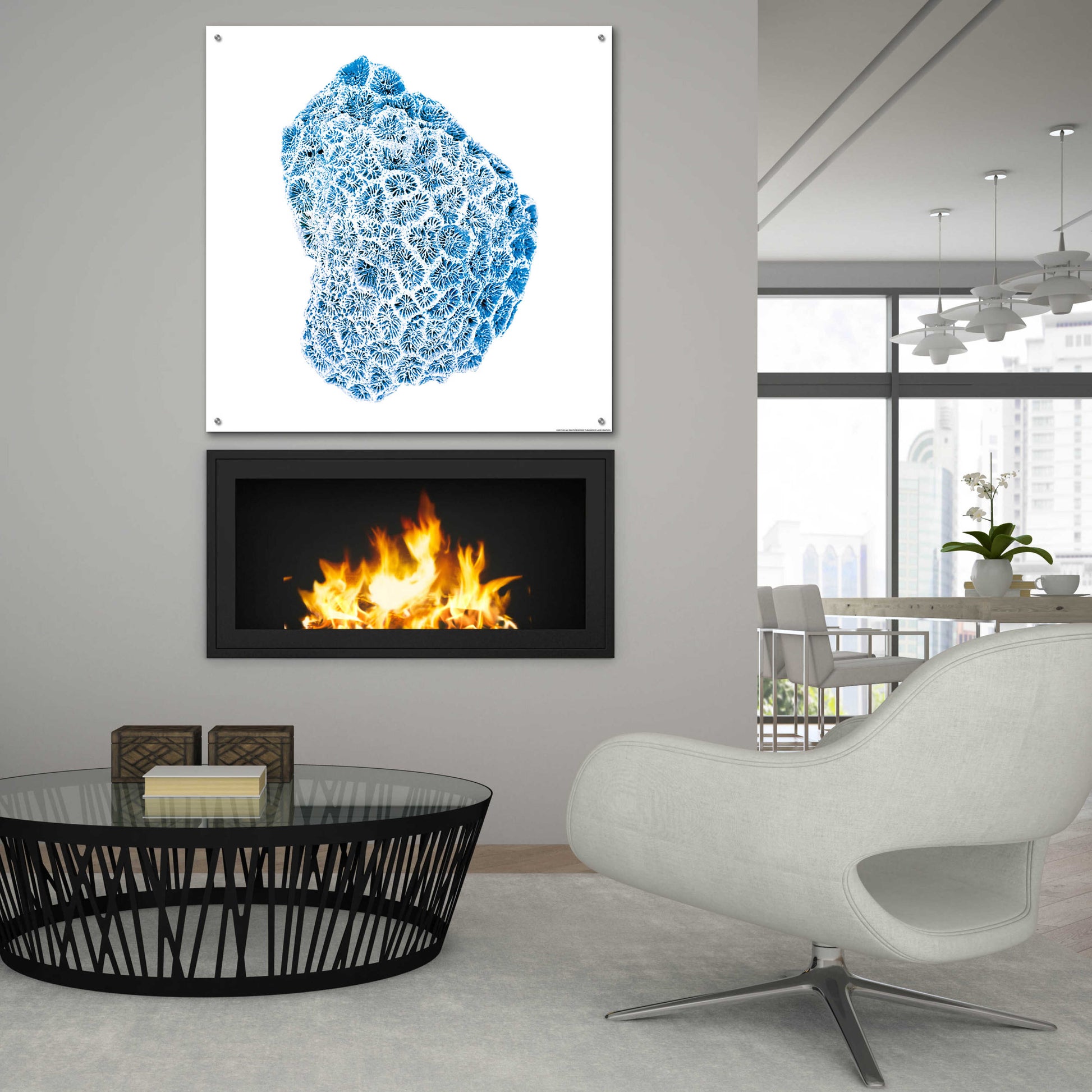 Epic Art 'Blue Coral' by JJ Brando, Acrylic Glass Wall Art,36x36