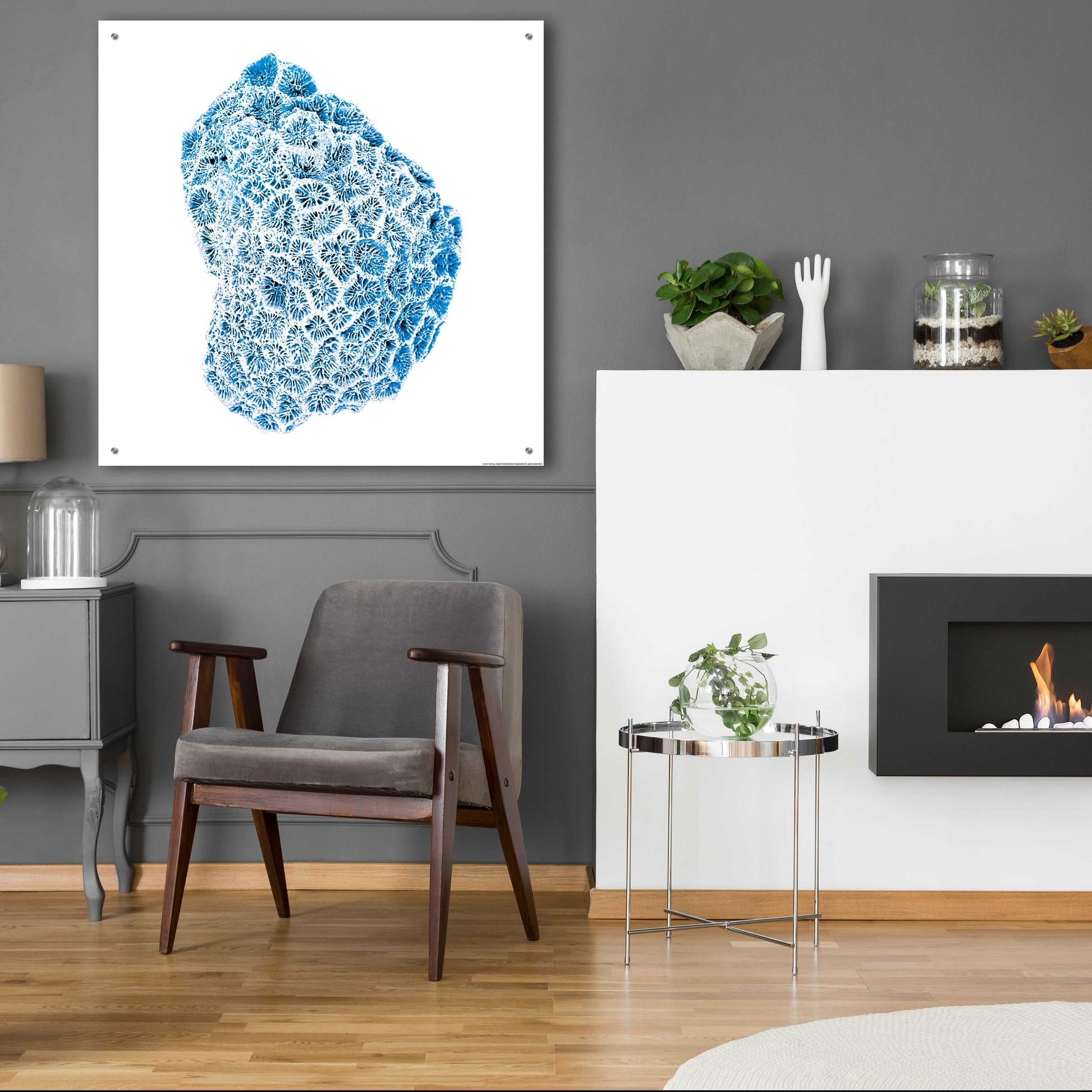 Epic Art 'Blue Coral' by JJ Brando, Acrylic Glass Wall Art,36x36