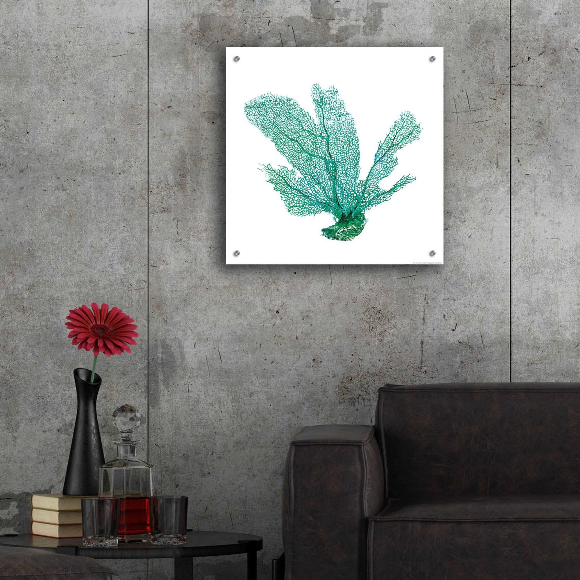 Epic Art 'Green Sea Fan' by JJ Brando, Acrylic Glass Wall Art,24x24