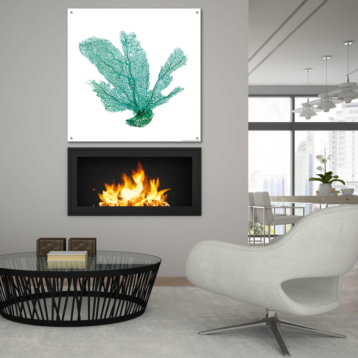 Epic Art 'Green Sea Fan' by JJ Brando, Acrylic Glass Wall Art,36x36