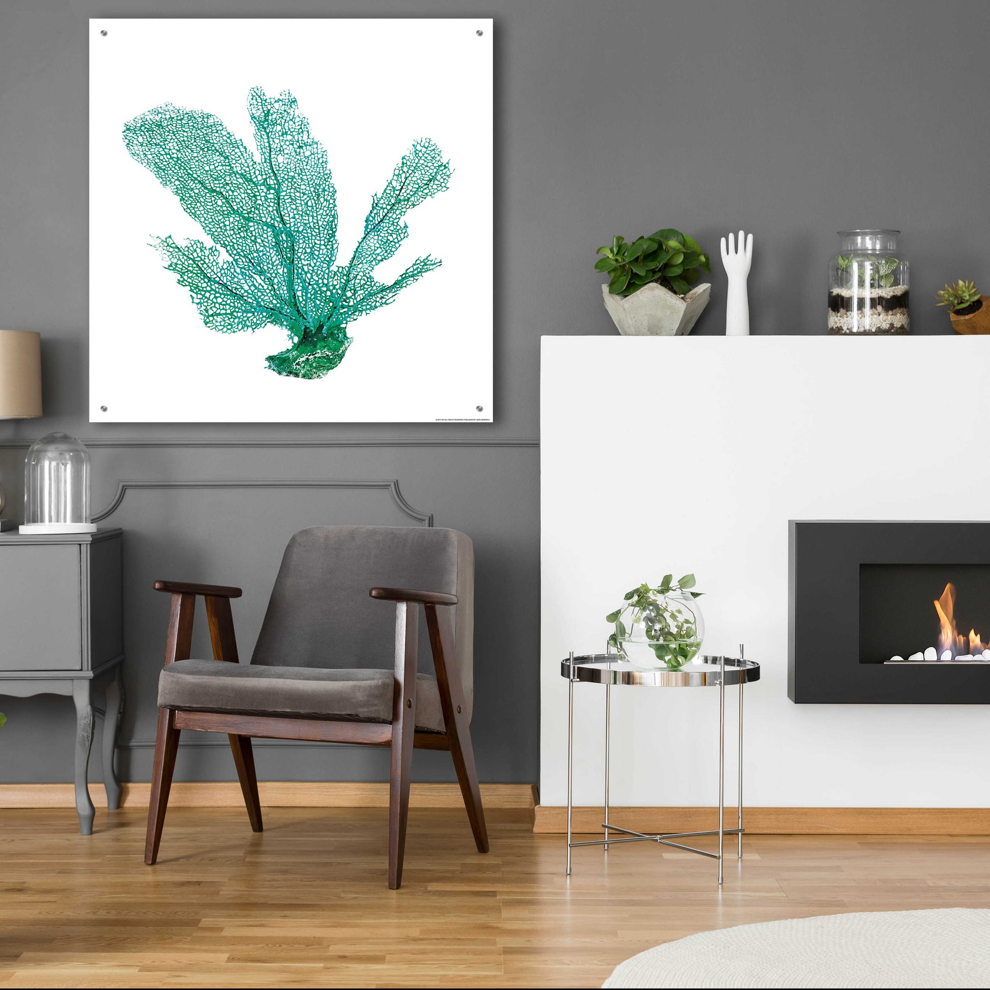 Epic Art 'Green Sea Fan' by JJ Brando, Acrylic Glass Wall Art,36x36