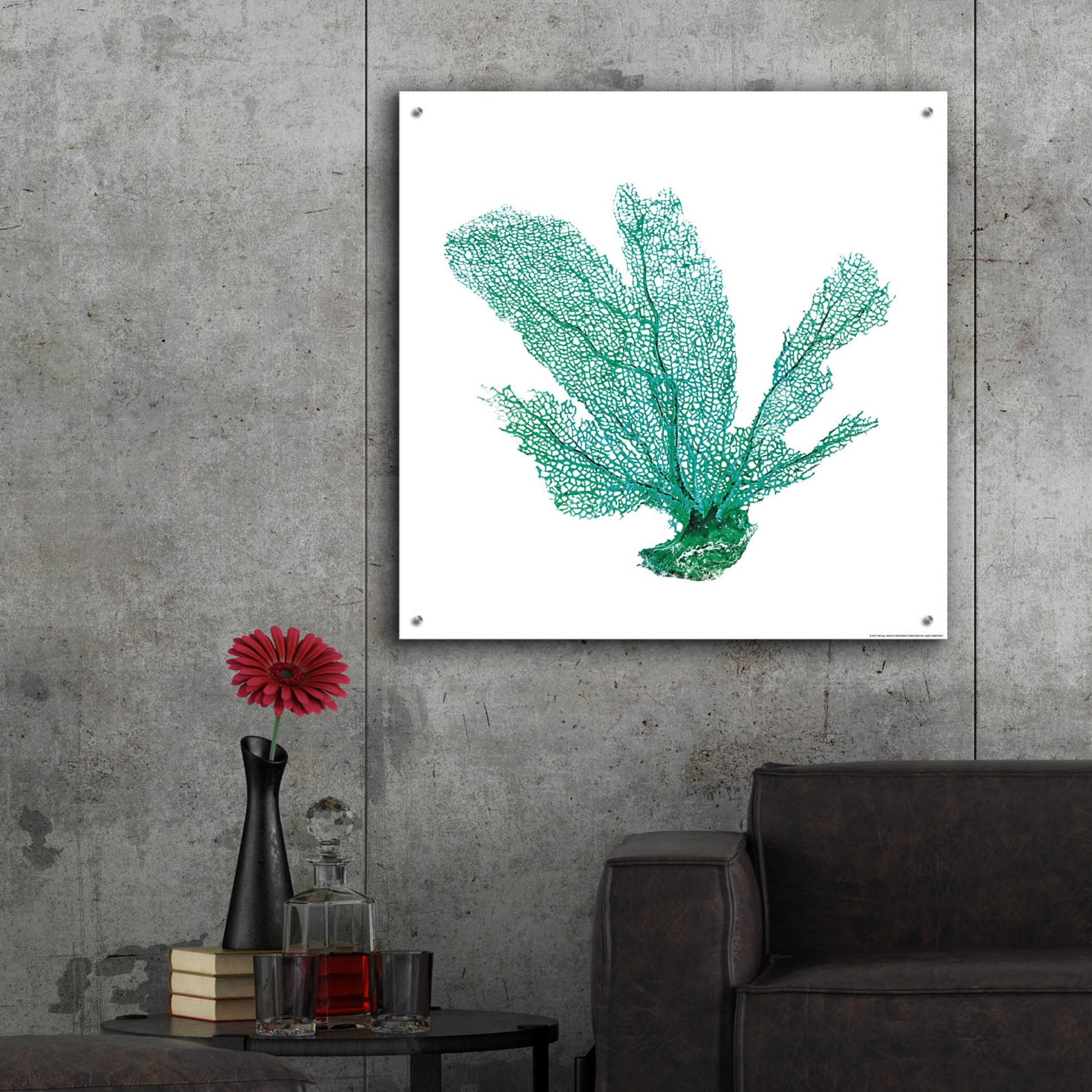 Epic Art 'Green Sea Fan' by JJ Brando, Acrylic Glass Wall Art,36x36