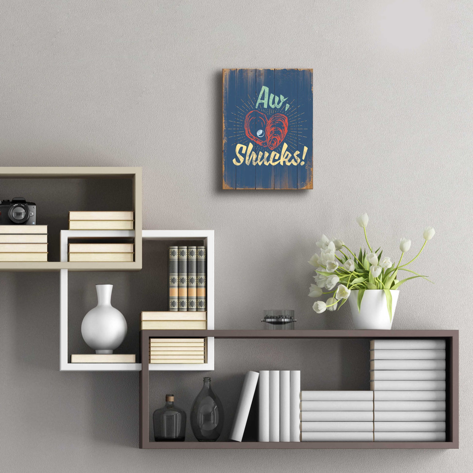 Epic Art 'Aw Shucks In Blue' by JJ Brando, Acrylic Glass Wall Art,12x16