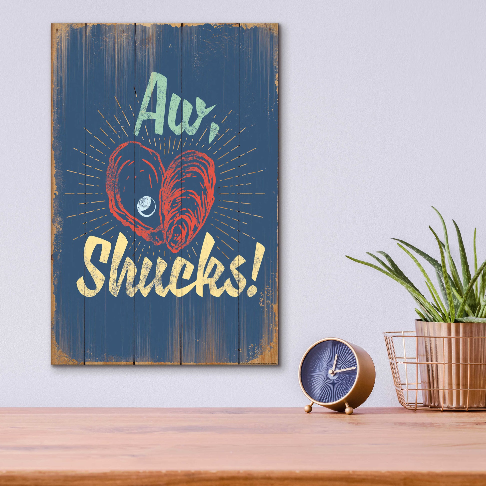 Epic Art 'Aw Shucks In Blue' by JJ Brando, Acrylic Glass Wall Art,12x16