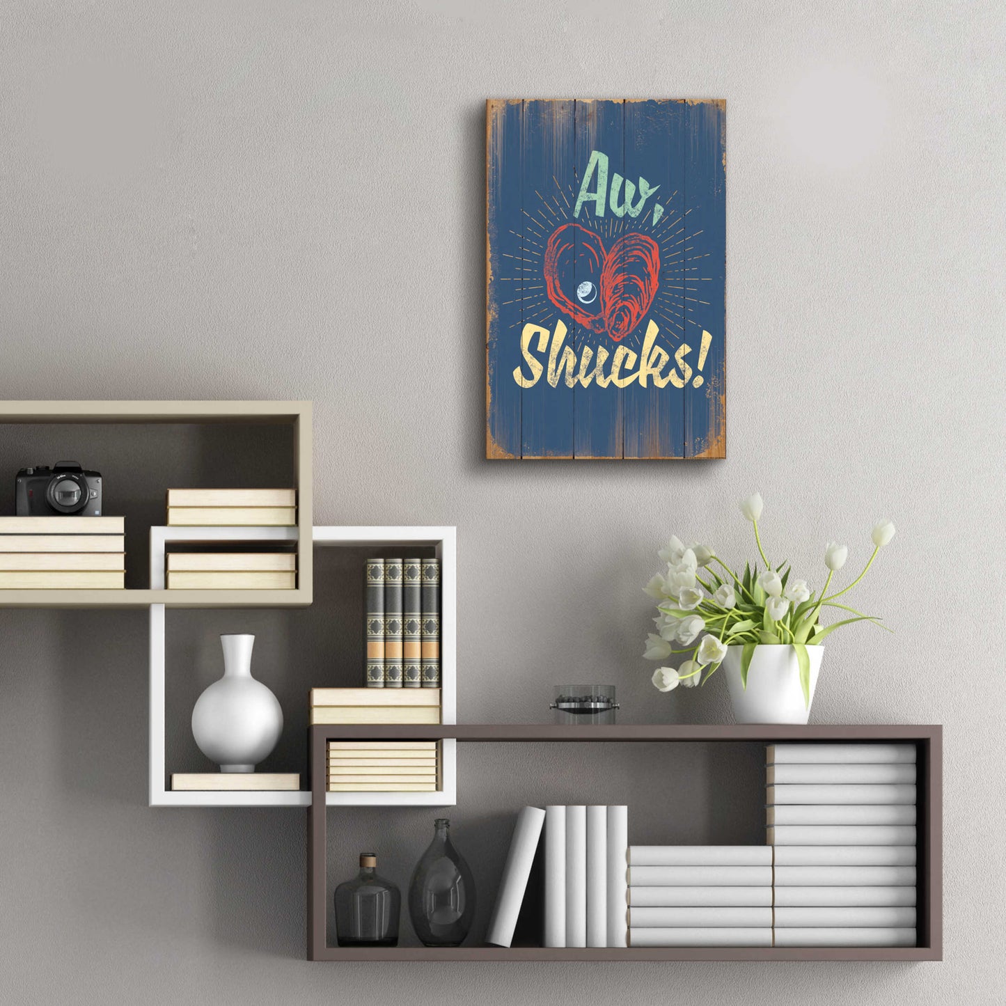 Epic Art 'Aw Shucks In Blue' by JJ Brando, Acrylic Glass Wall Art,16x24