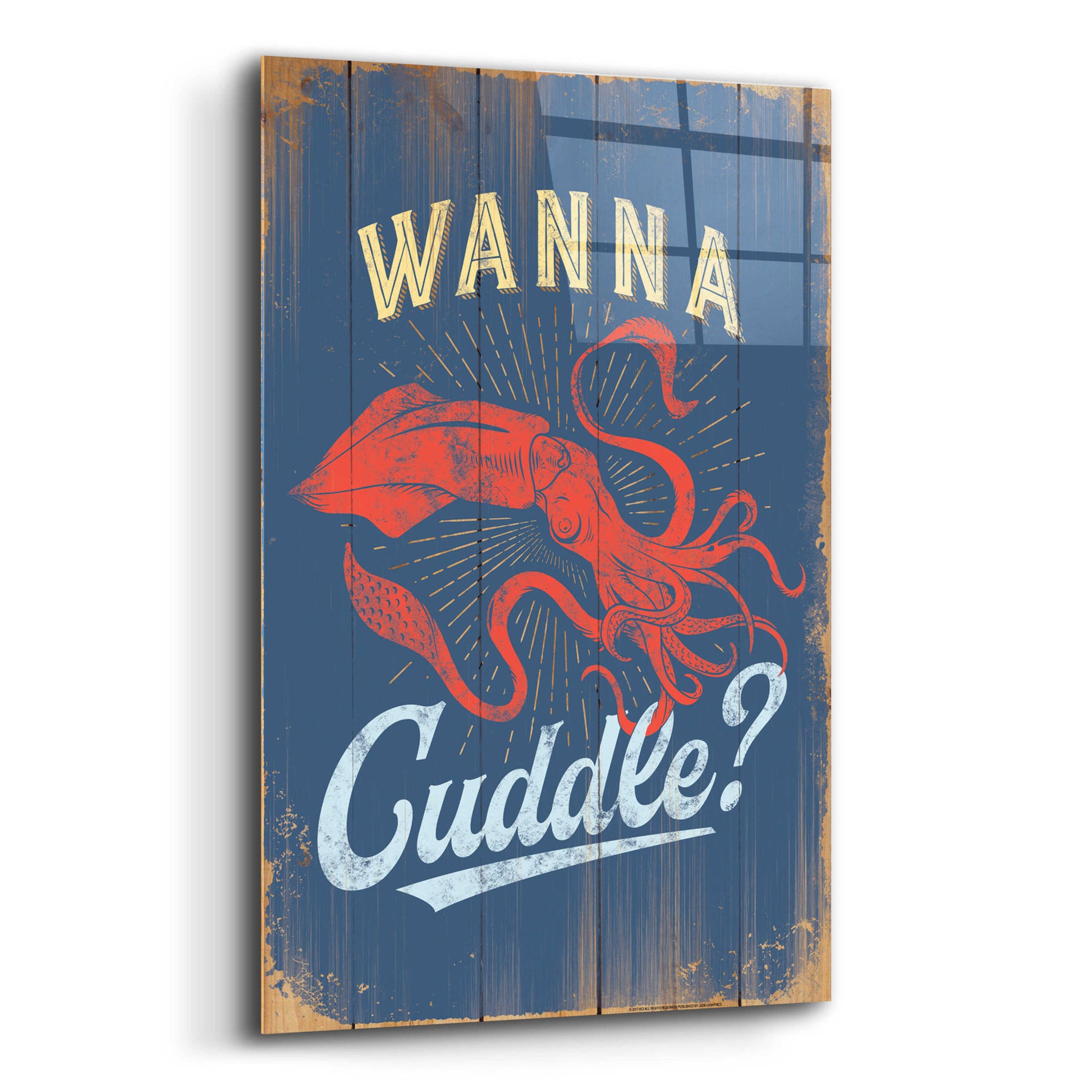Epic Art 'Wanna Cuddle In Blue' by JJ Brando, Acrylic Glass Wall Art,12x16