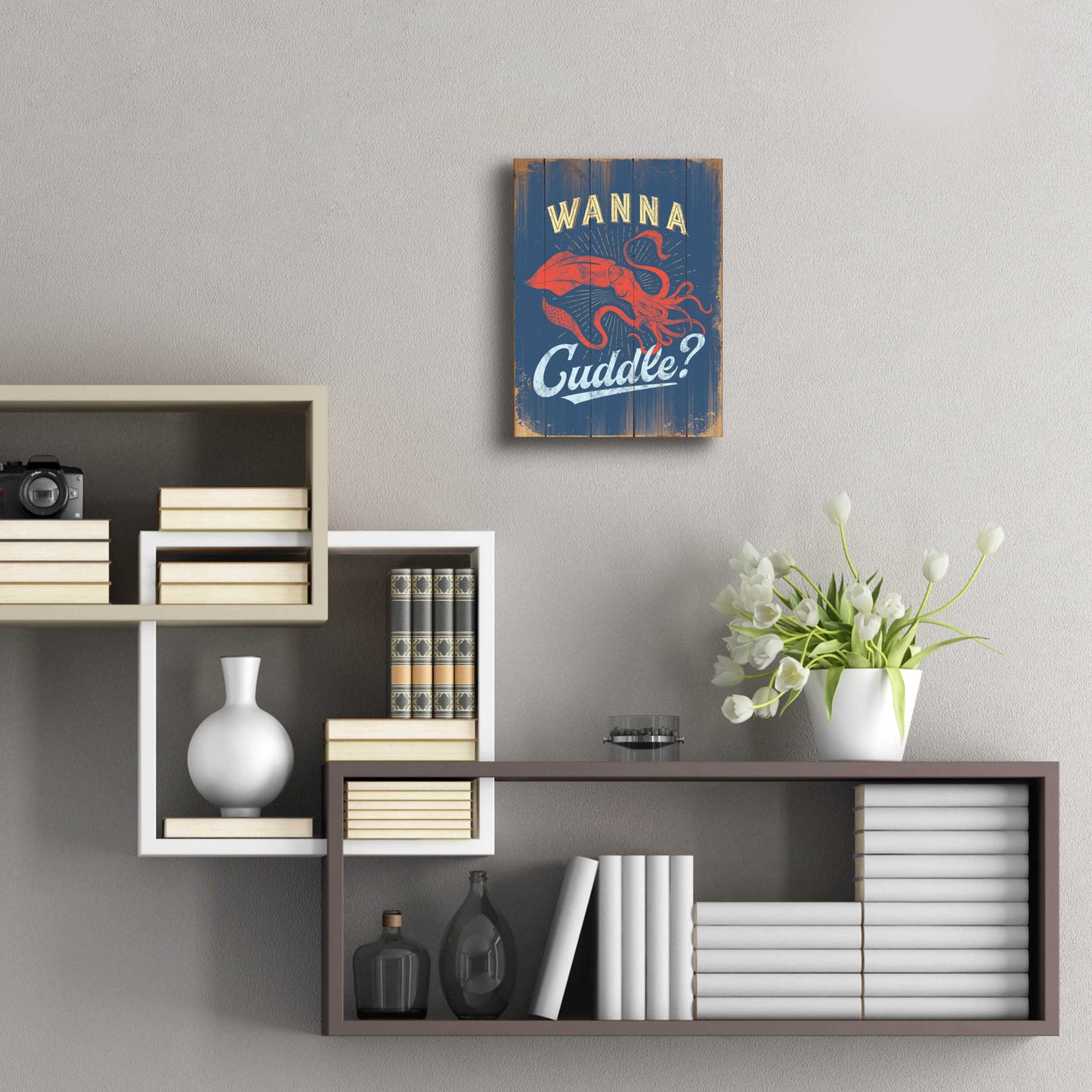 Epic Art 'Wanna Cuddle In Blue' by JJ Brando, Acrylic Glass Wall Art,12x16