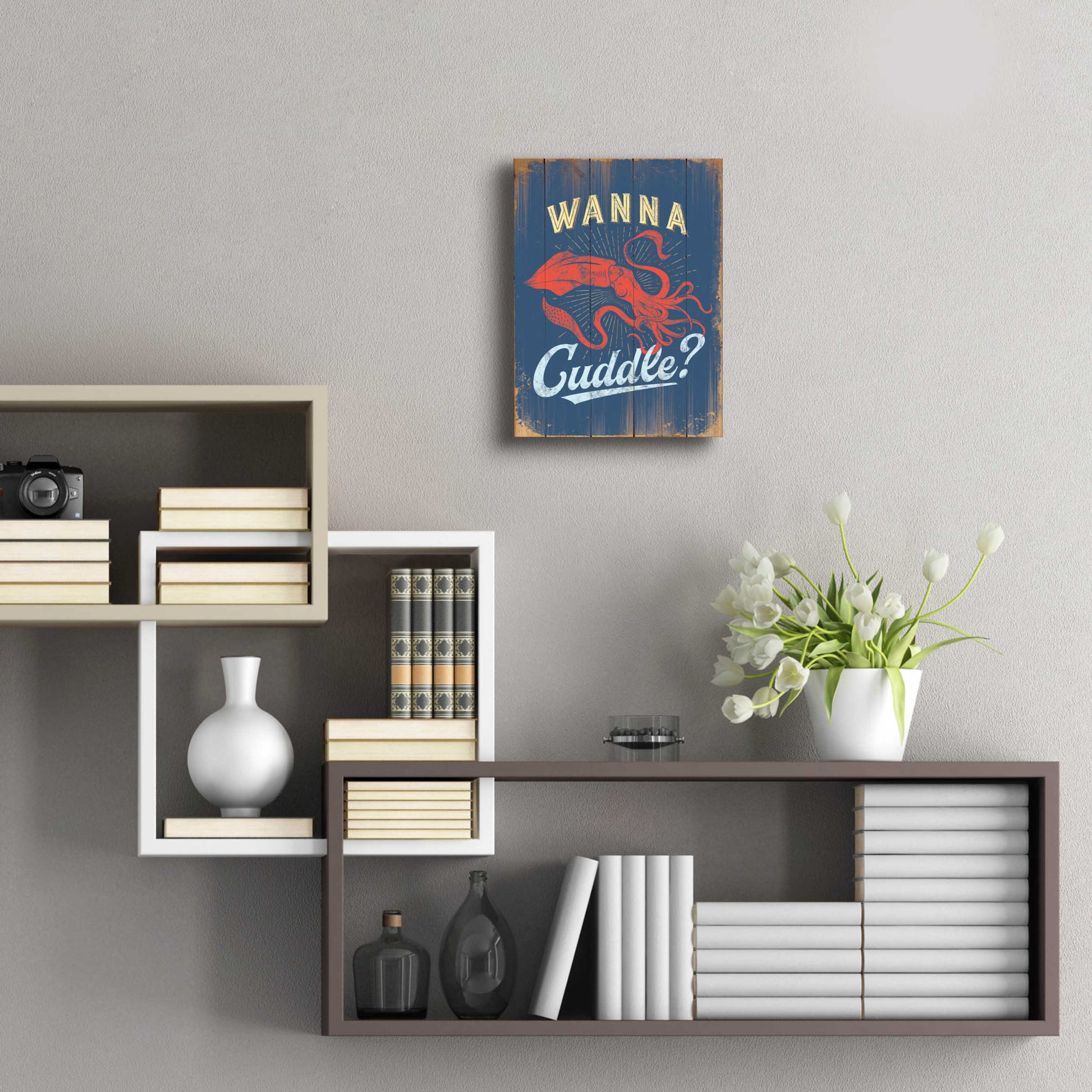 Epic Art 'Wanna Cuddle In Blue' by JJ Brando, Acrylic Glass Wall Art,12x16