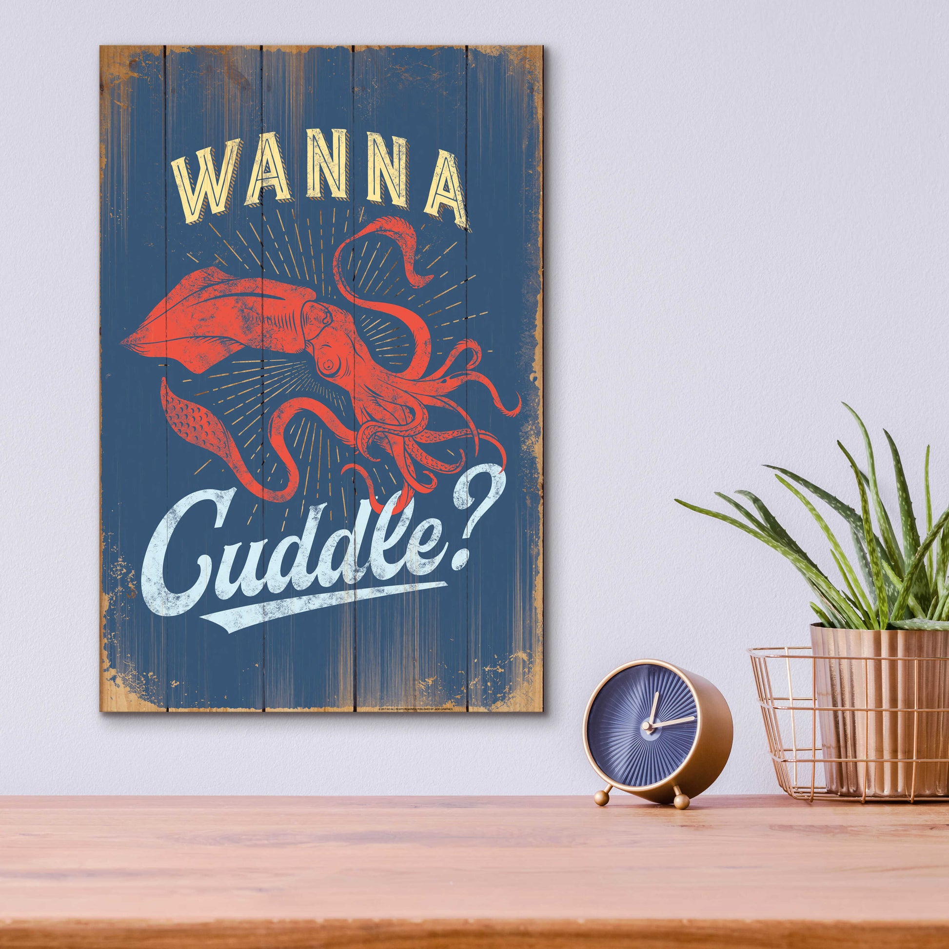 Epic Art 'Wanna Cuddle In Blue' by JJ Brando, Acrylic Glass Wall Art,12x16